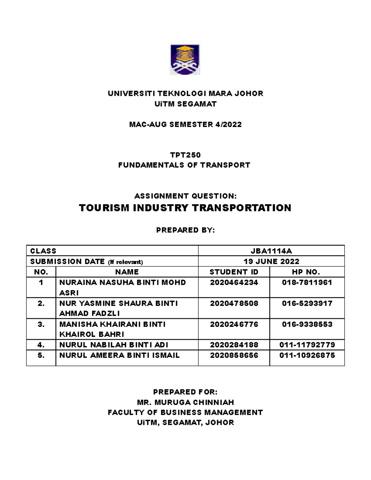 tpt-tourism-transportation-universiti-teknologi-mara-johor-uitm