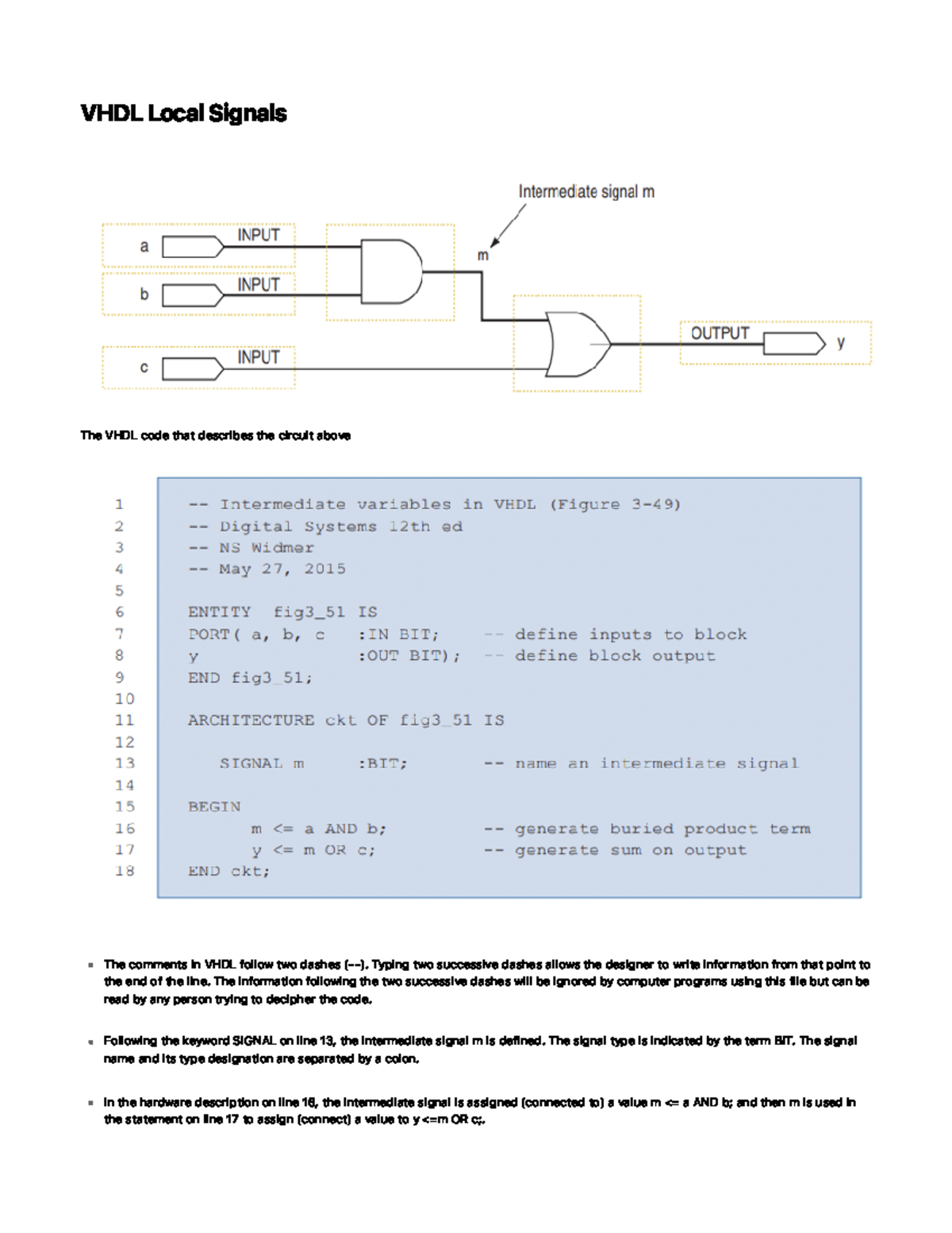 VHDL Local Signals - Prof. F. Fischman - VHDL Local Signals T H E V H D ...