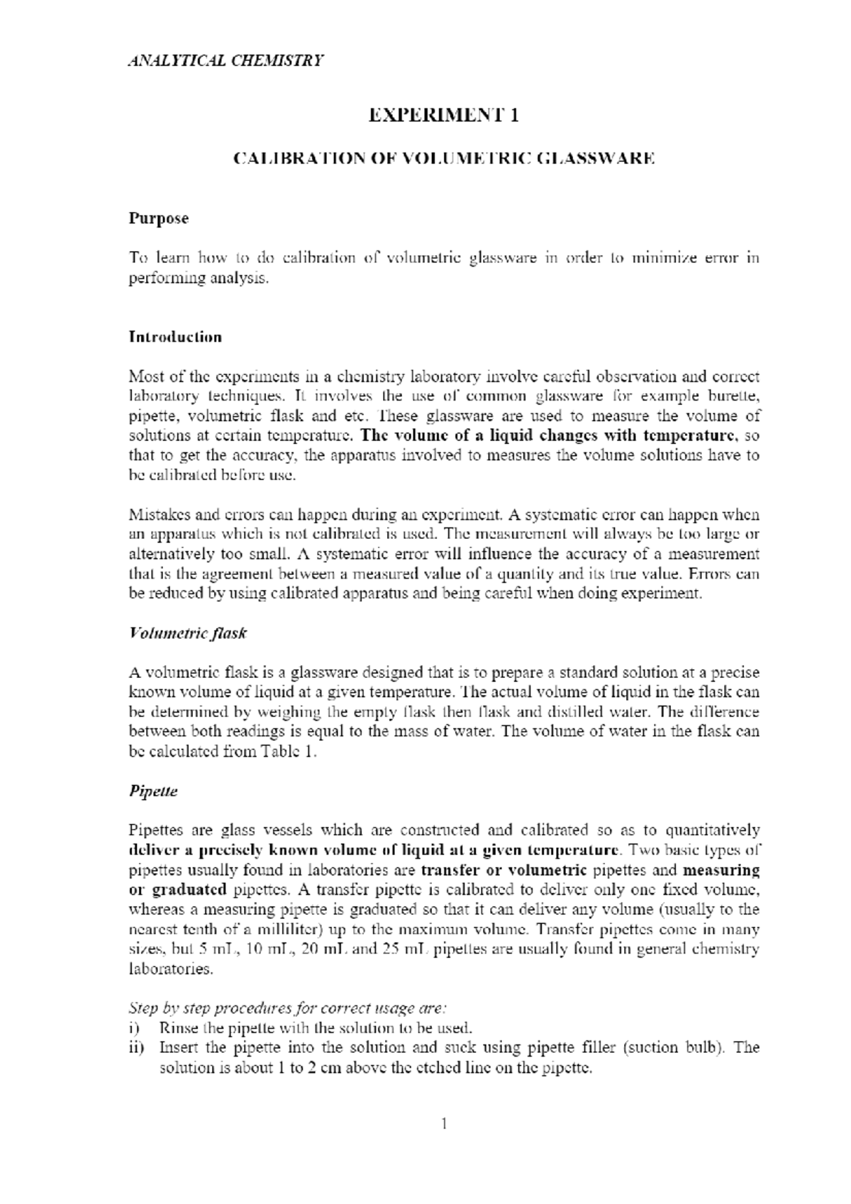Exp 1a - Lab Report - Fundamental of Organic Chemistry - Studocu