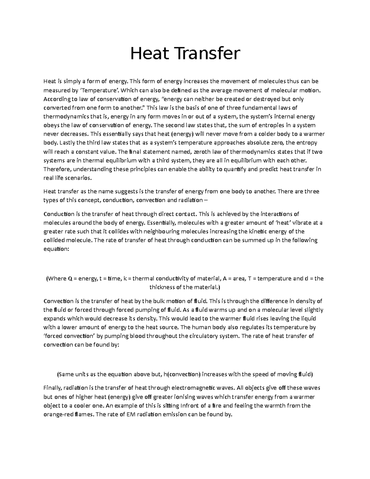 Heat Transfer - ASSIGNEMNT - PHYS1171 - UQ - Studocu