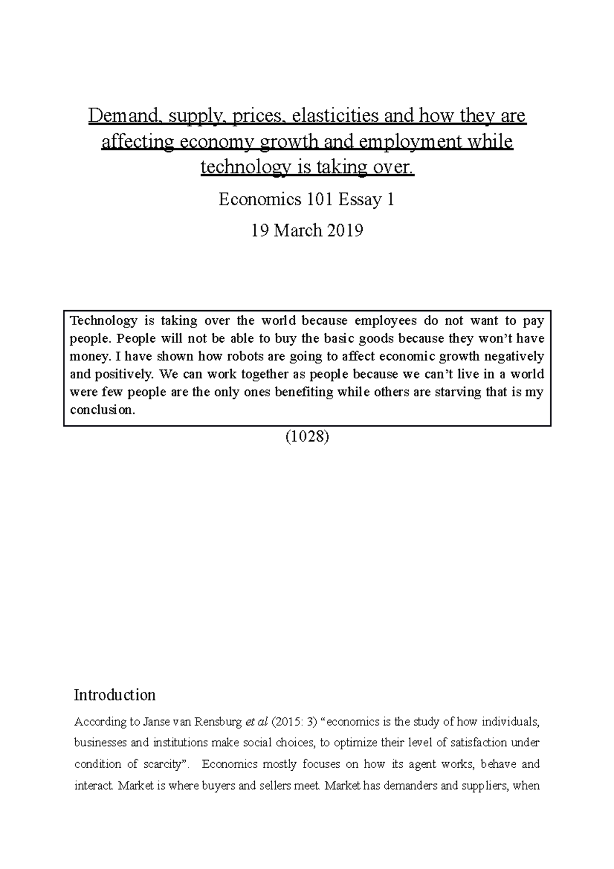 Essay economics Demand, supply, prices, elasticities and how they are