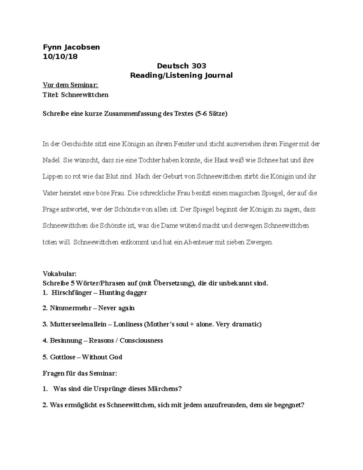 Reading Journal Worksheet