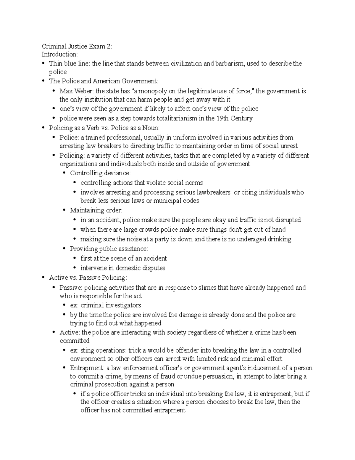CRJU 110 Exam 2 - Summary Introduction to Criminal Justice - Criminal ...