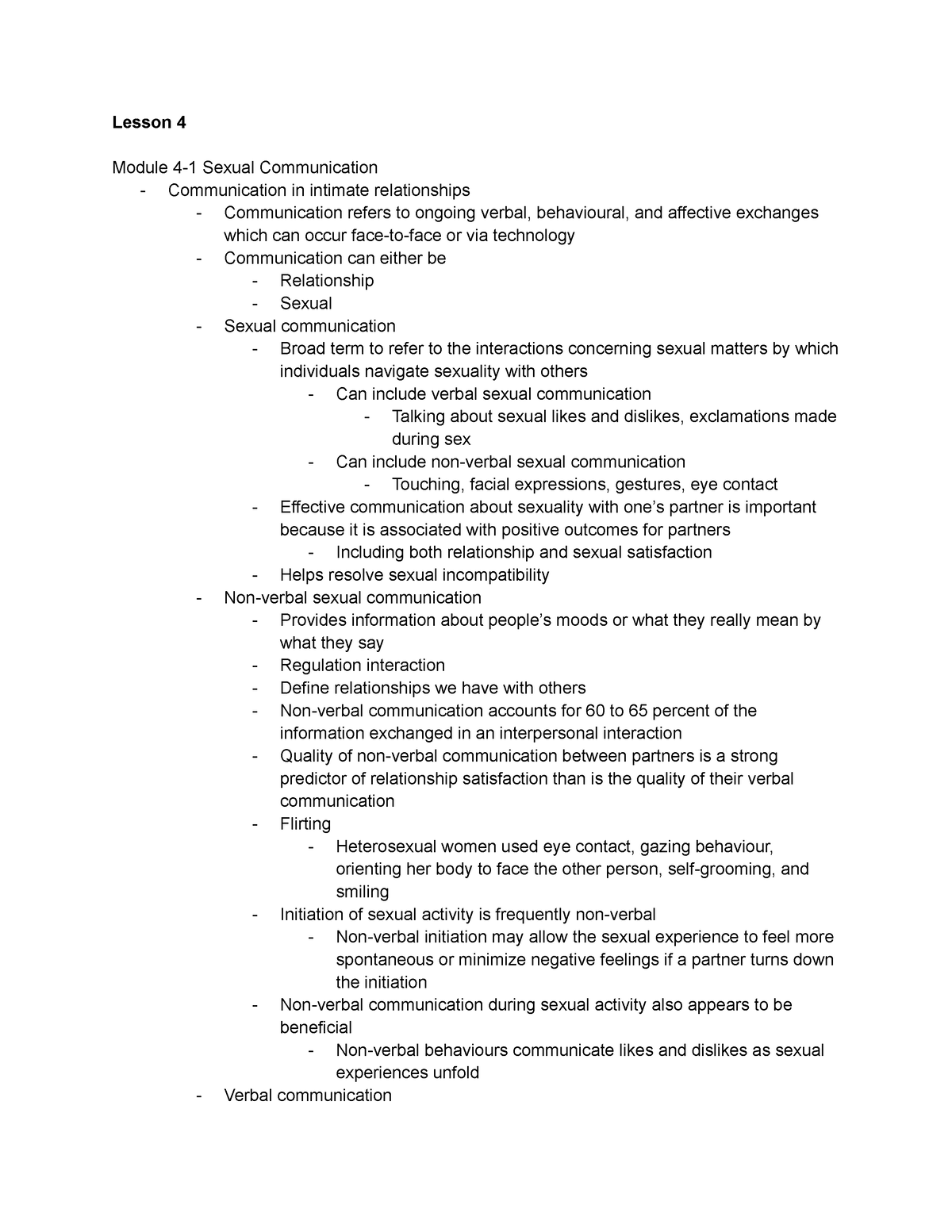 Psychol 2076a Exam 2 Yes Lesson 4 Module 4 1 Sexual Communication Communication In 