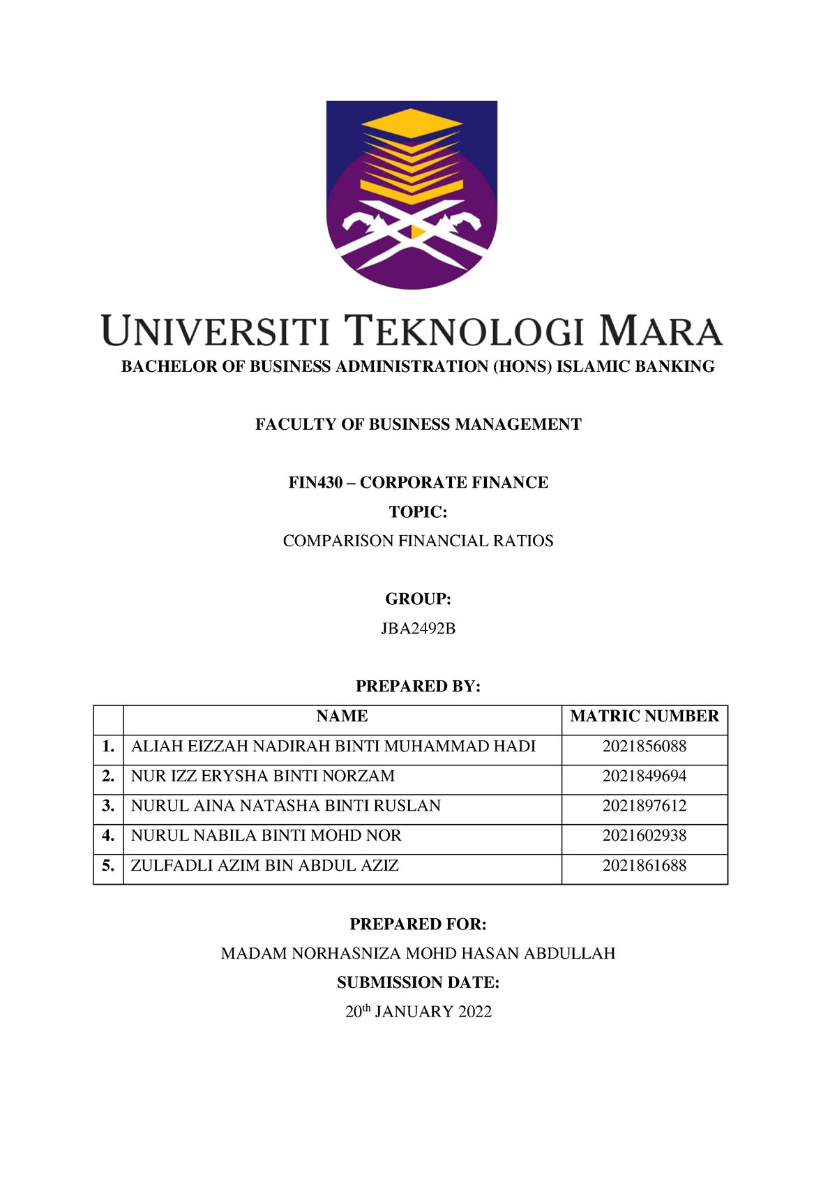 group assignment fin430