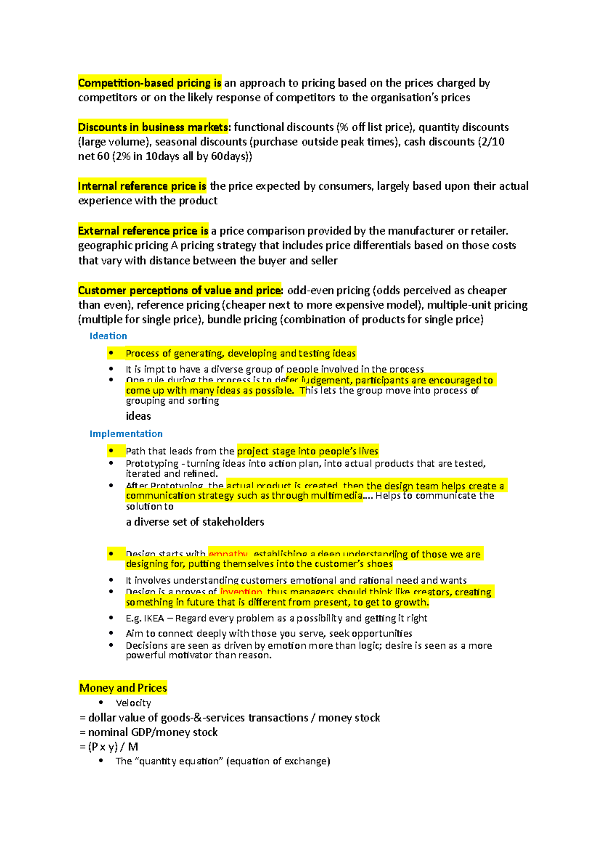 7 - Lecture notes 7 - Competition-based pricing is an approach to ...