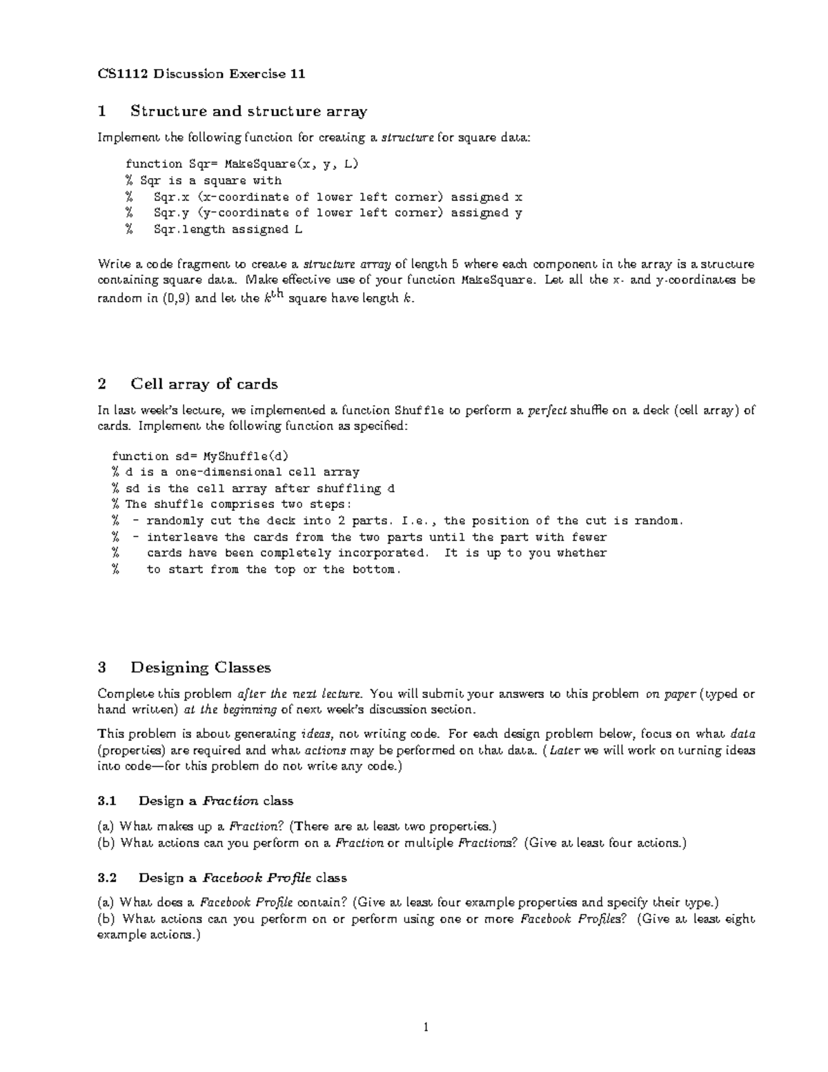 Sec11 - Lab from CS 1112 by Professor Daisy Fan during Fall 2014 ...