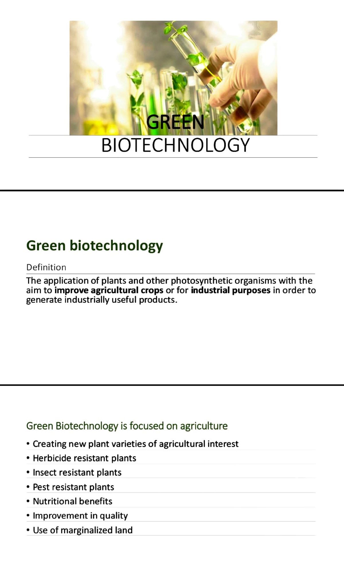 research paper green biotechnology