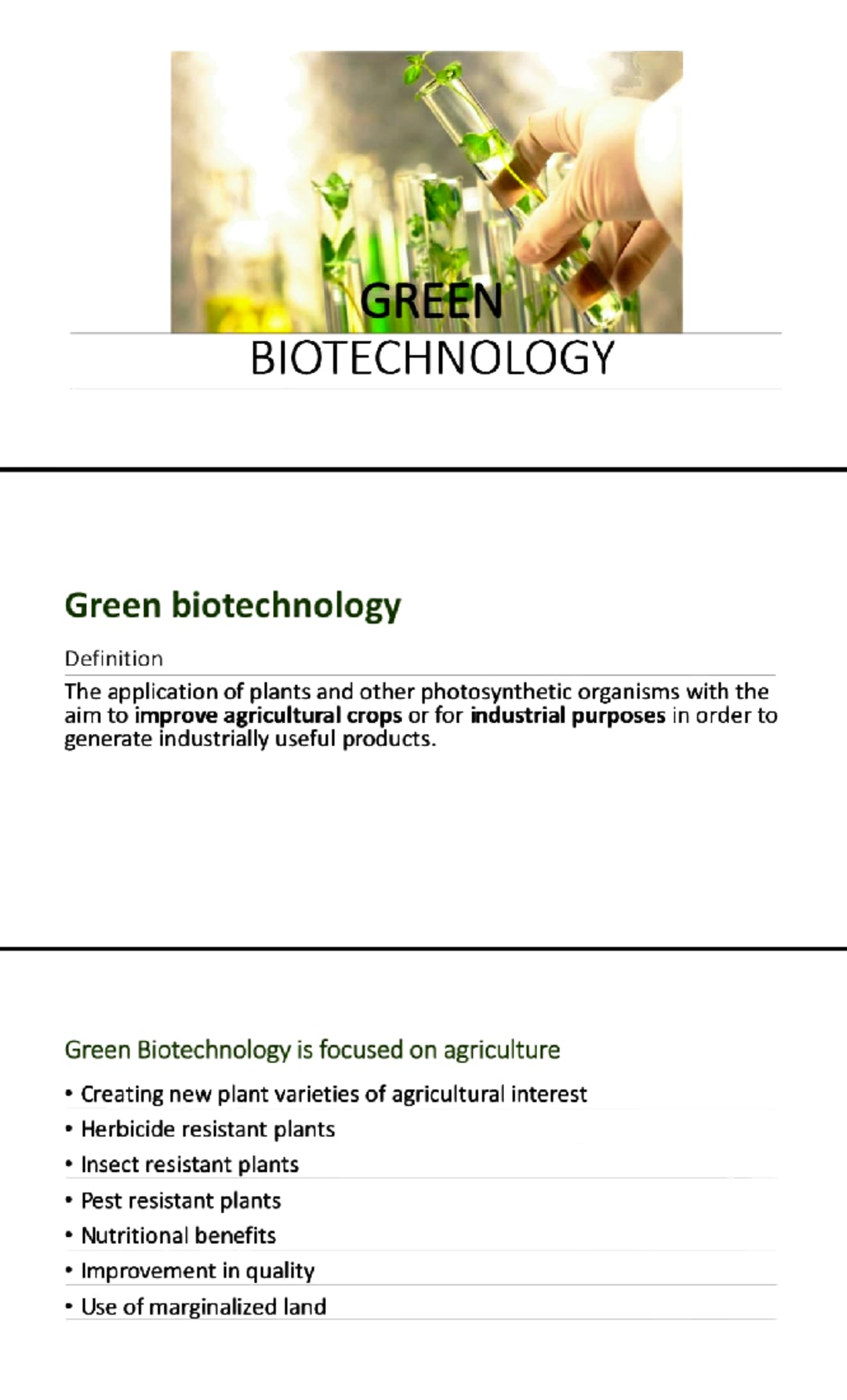 research paper about green biotechnology