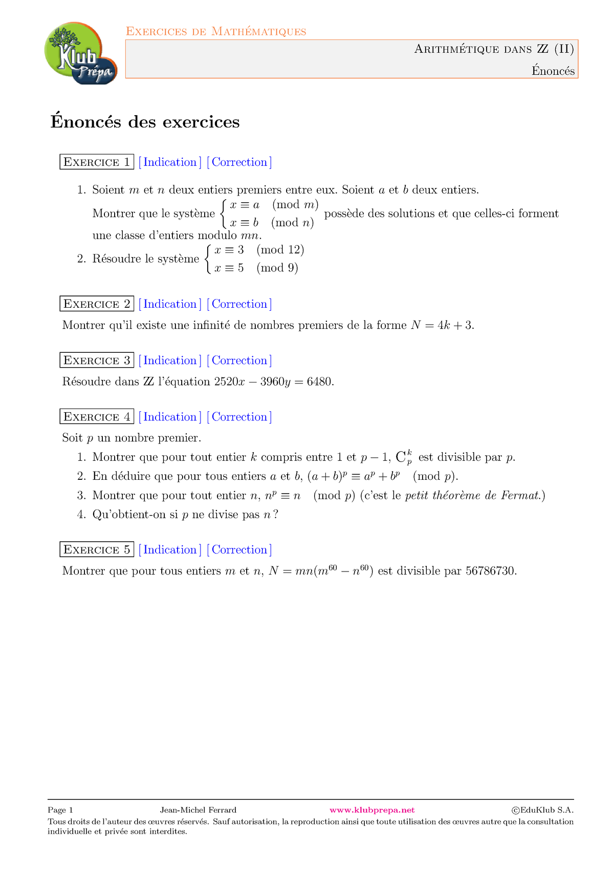 Structures Algébriques : Arithmétique Dans Z - Arithm ́etique Dans ZZ ...