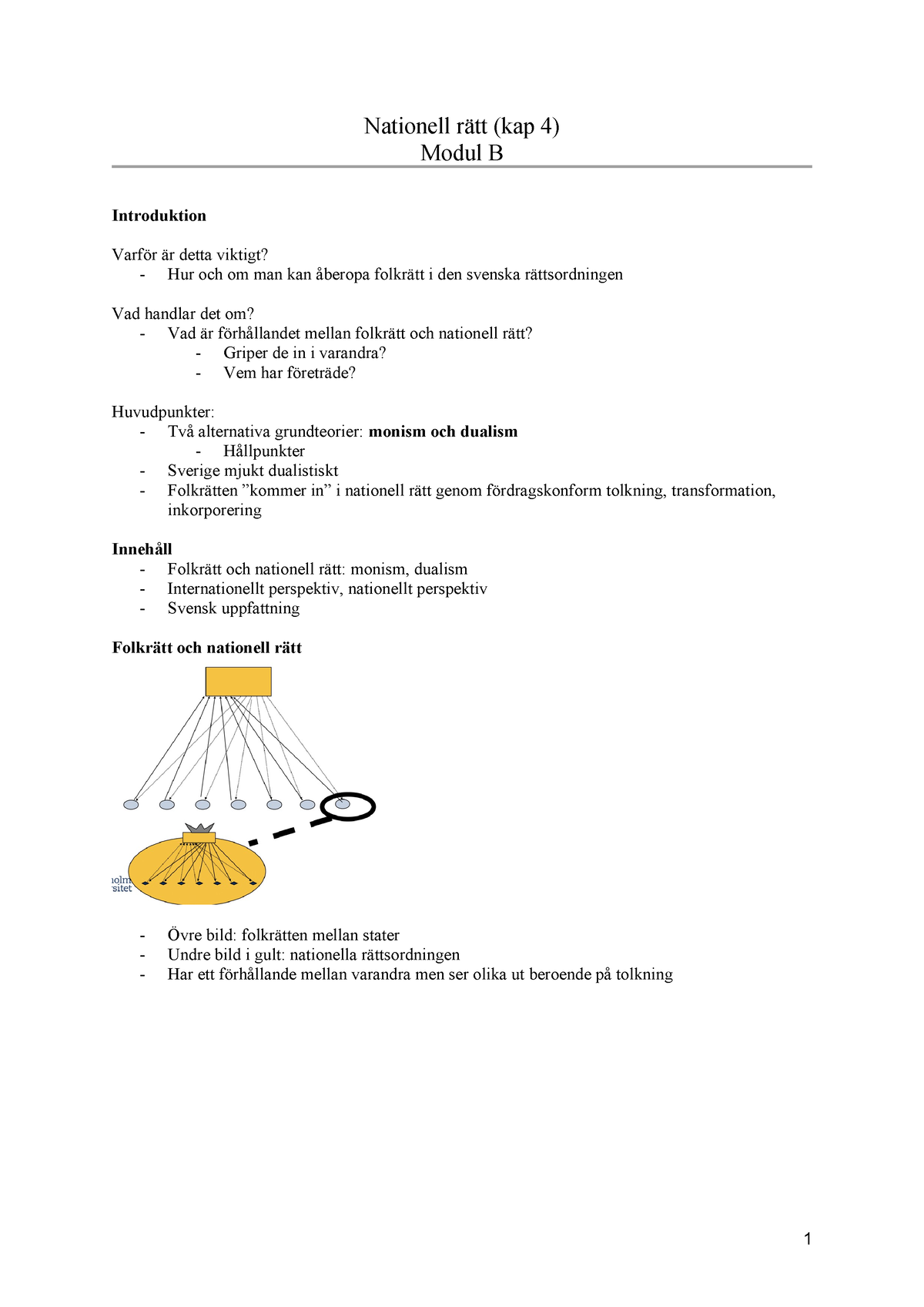 Folkrätt Nationell Rätt - Nationell Rätt (kap 4) Modul B Introduktion ...