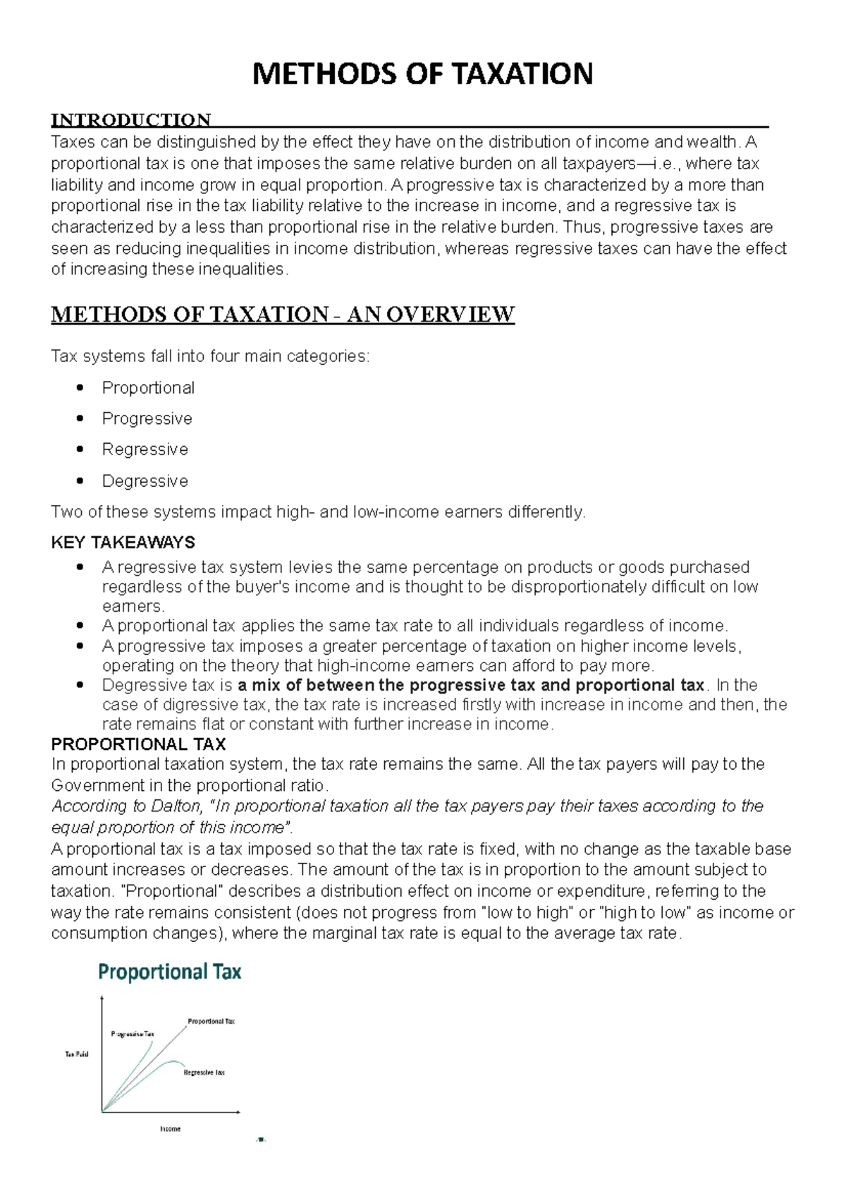5s7 Methods OF Taxation - METHODS OF TAXATION INTRODUCTION Taxes can be ...