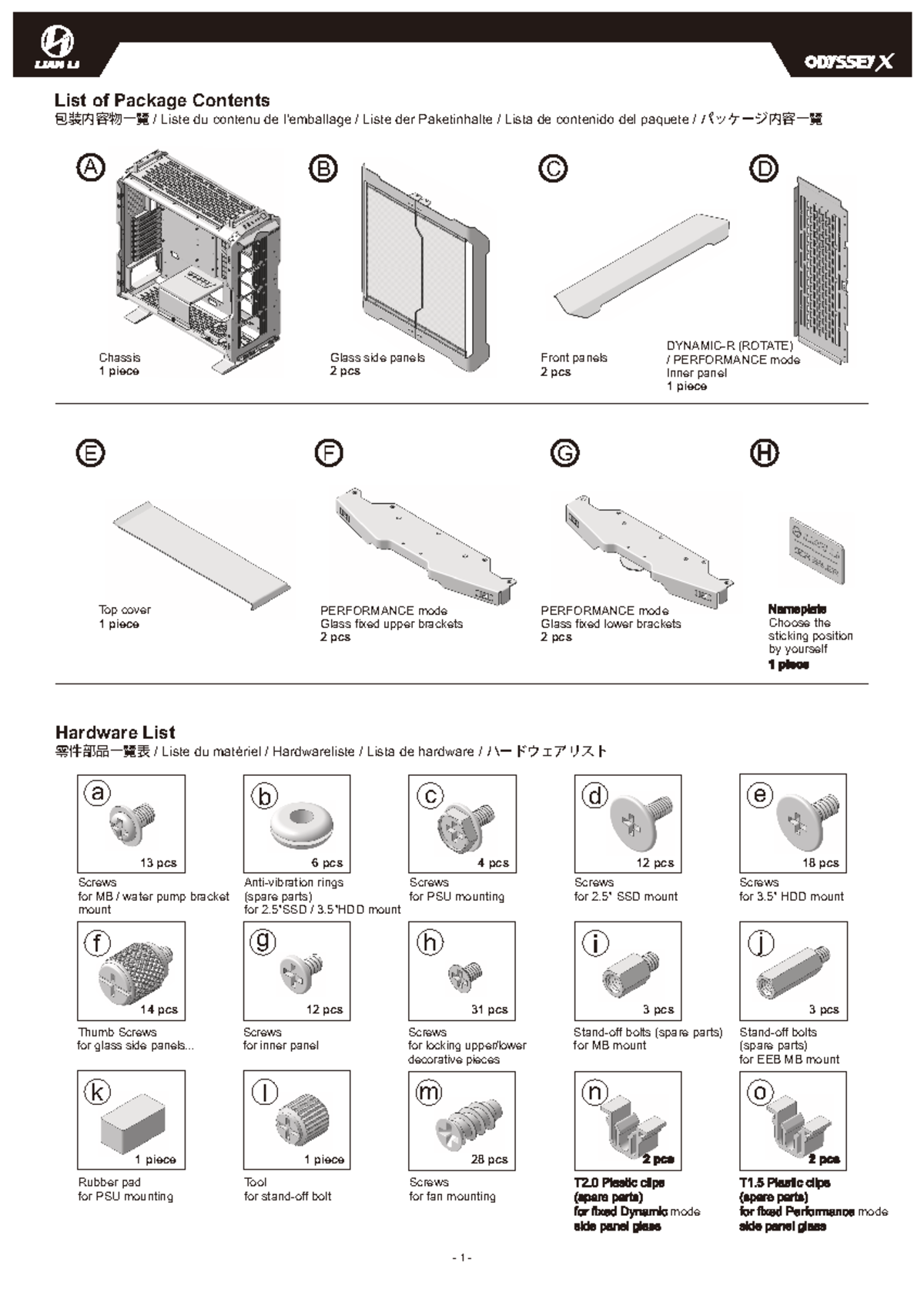 G50 1 Piece 13 Pcs 6 Pcs 4 Pcs Hardware List g50-1-piece-13-pcs-6-pcs-4-pcs-hardware-list