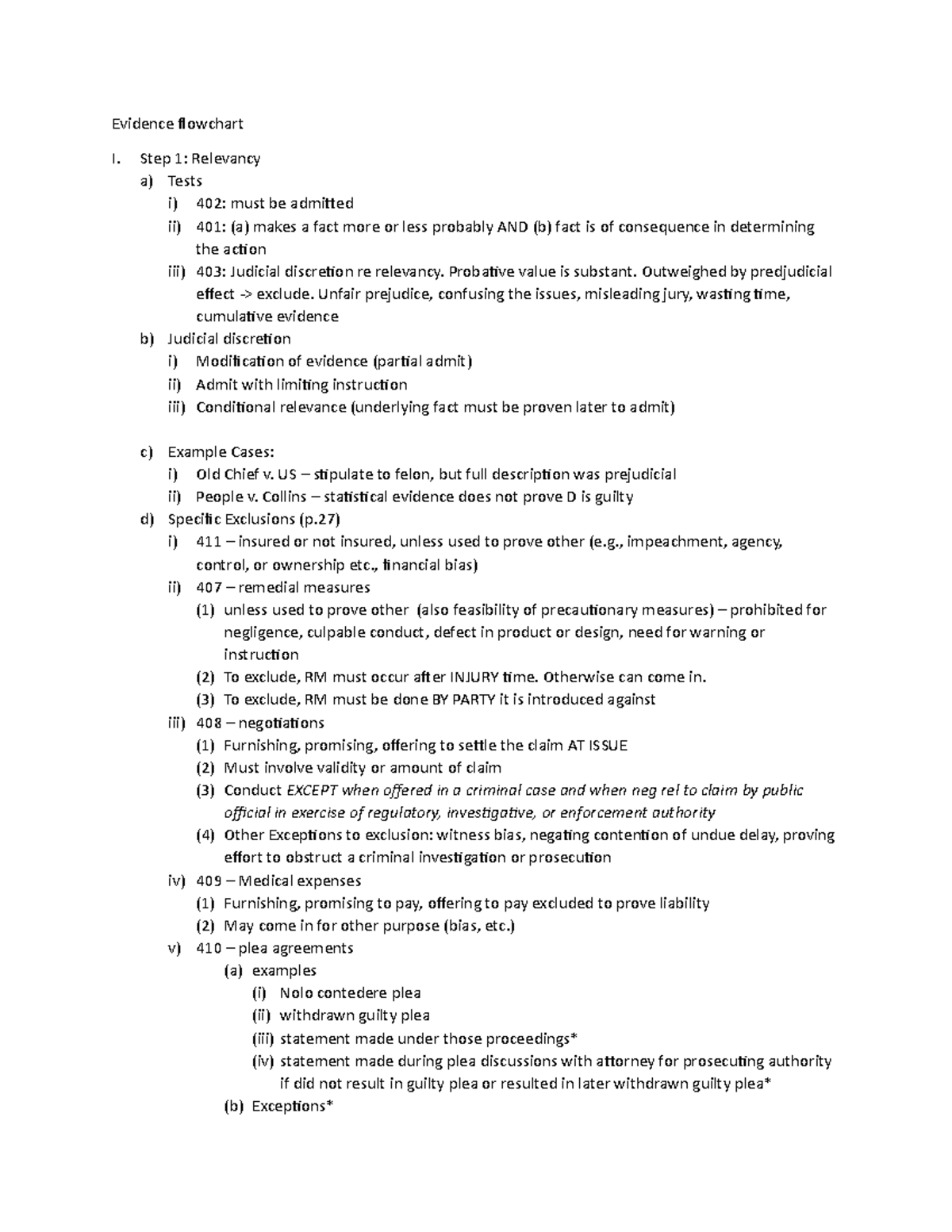 Evidence Flowchart - Step 1: Relevancy A) Tests I) 402: Must Be 