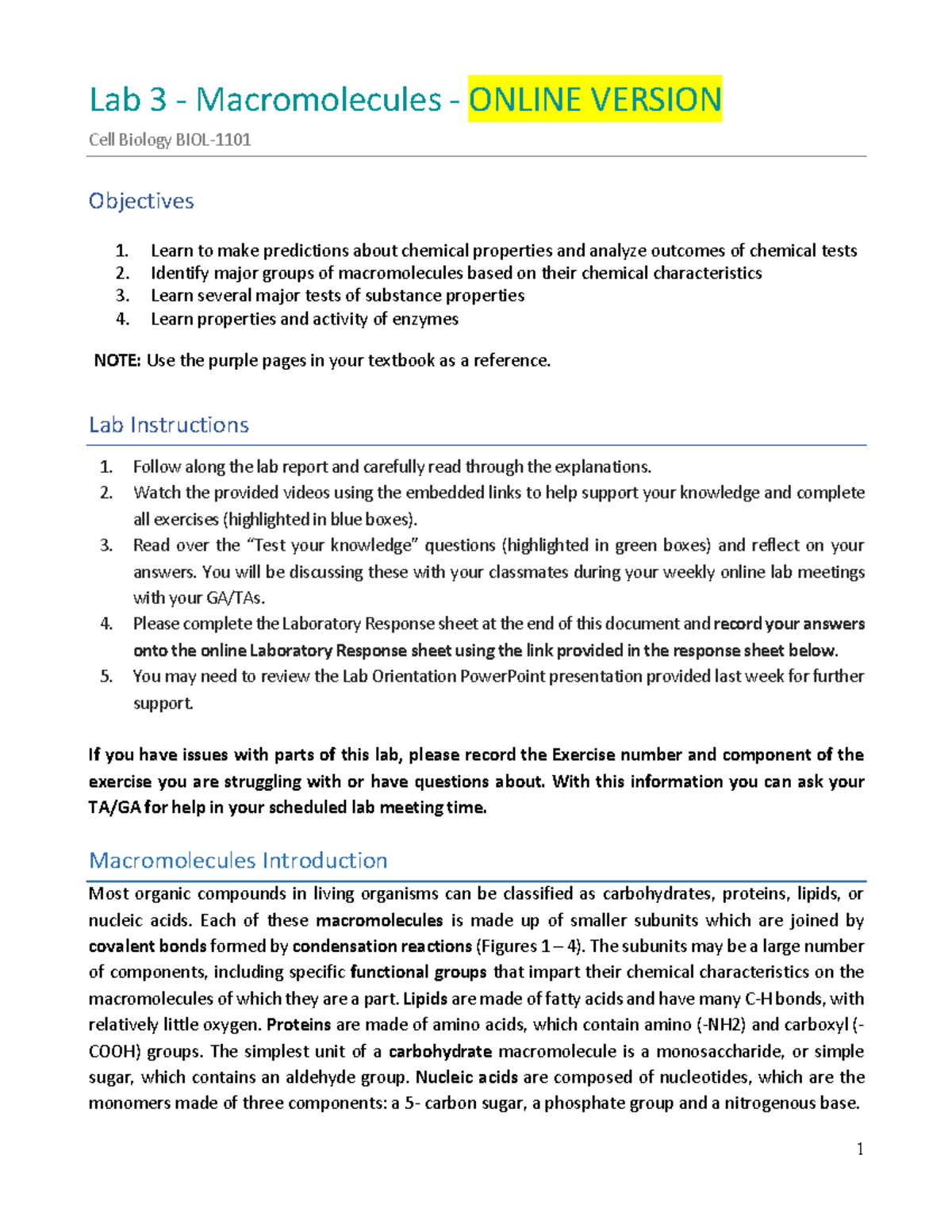 Lab3 Macromolecules Online Version-2021 - 03 55 213 - U of W - Studocu