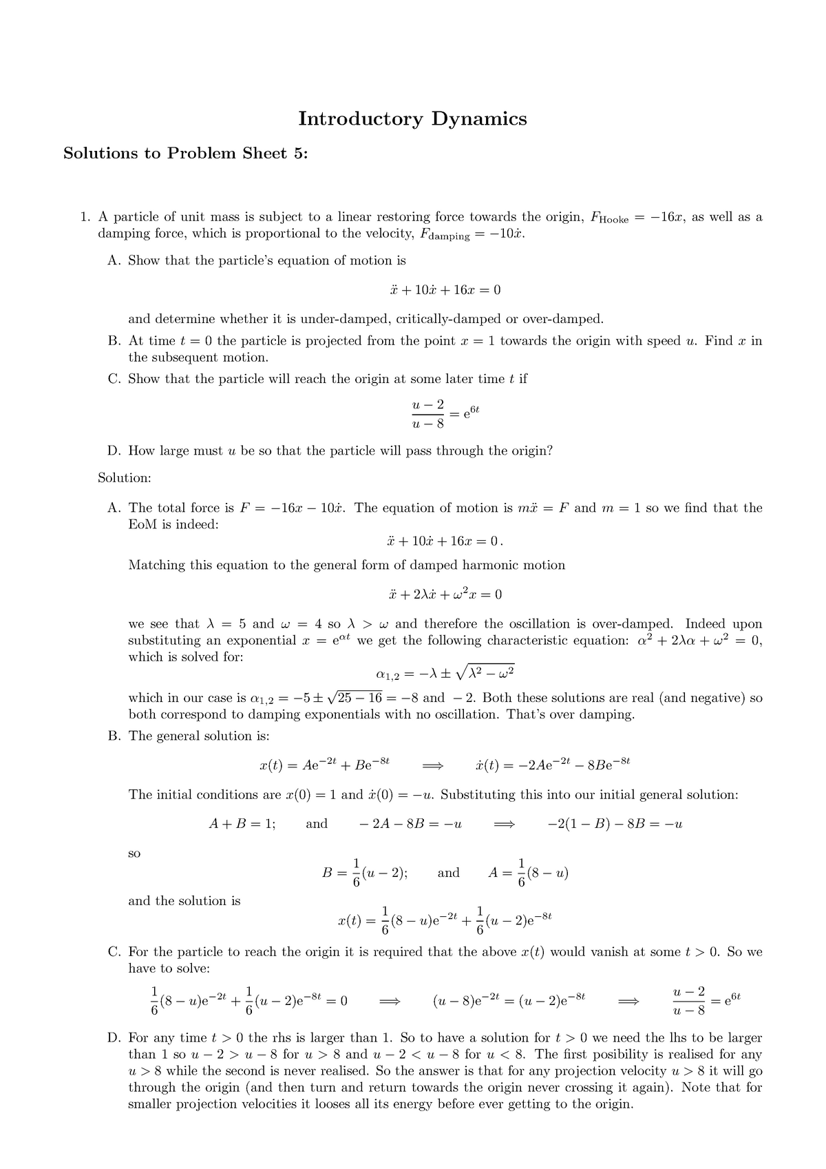 solution-5-notes-introductory-dynamics-solutions-to-problem-sheet-5