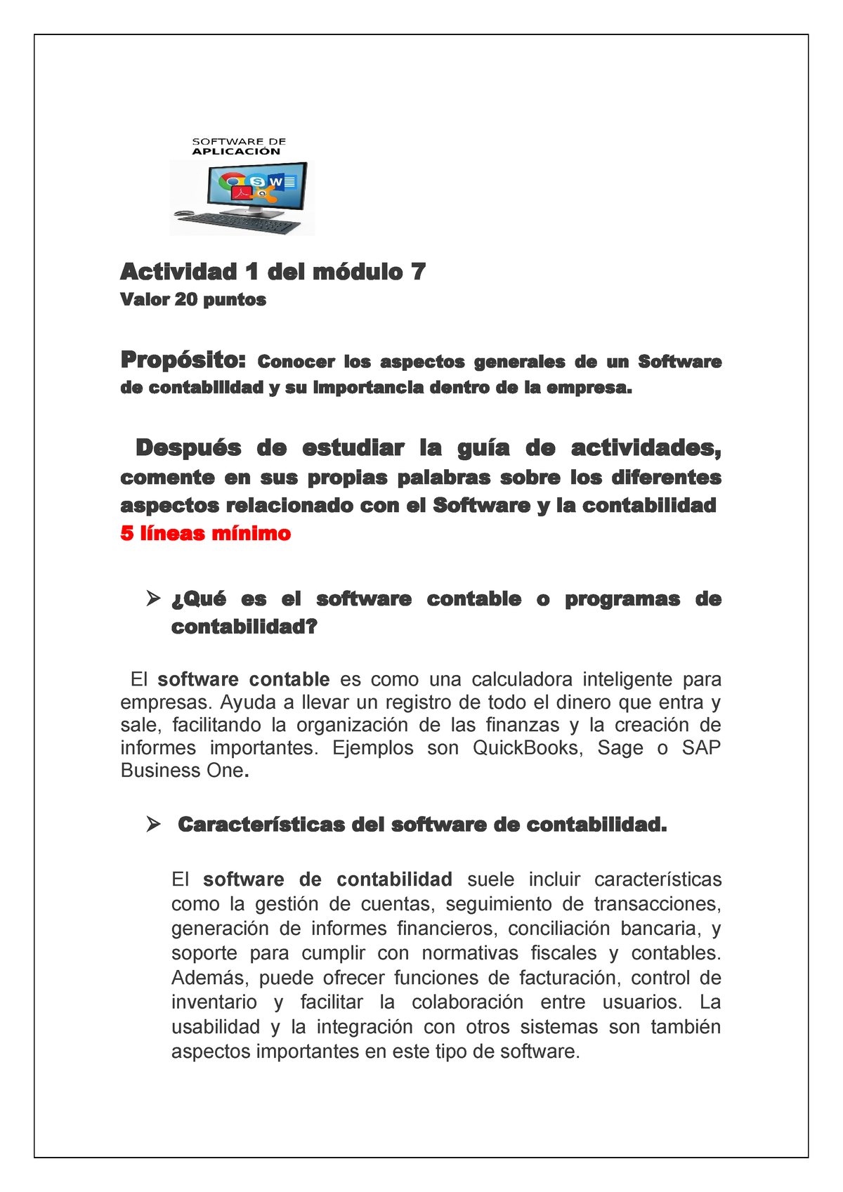 Actividad 1 DEL Modulo 7 (completa) - Actividad 1 Del Módulo 7 Valor 20 ...