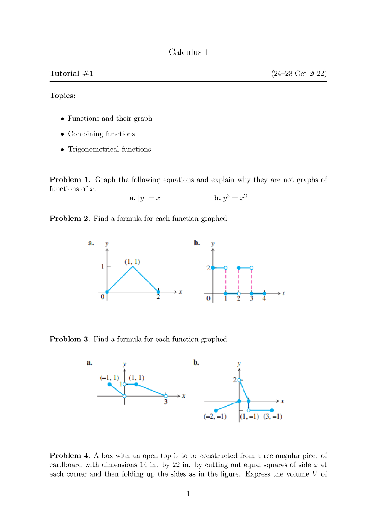 Calculus I - Tutorial #1 - Calculus I Tutorial #1 (24–28 Oct 2022 ...