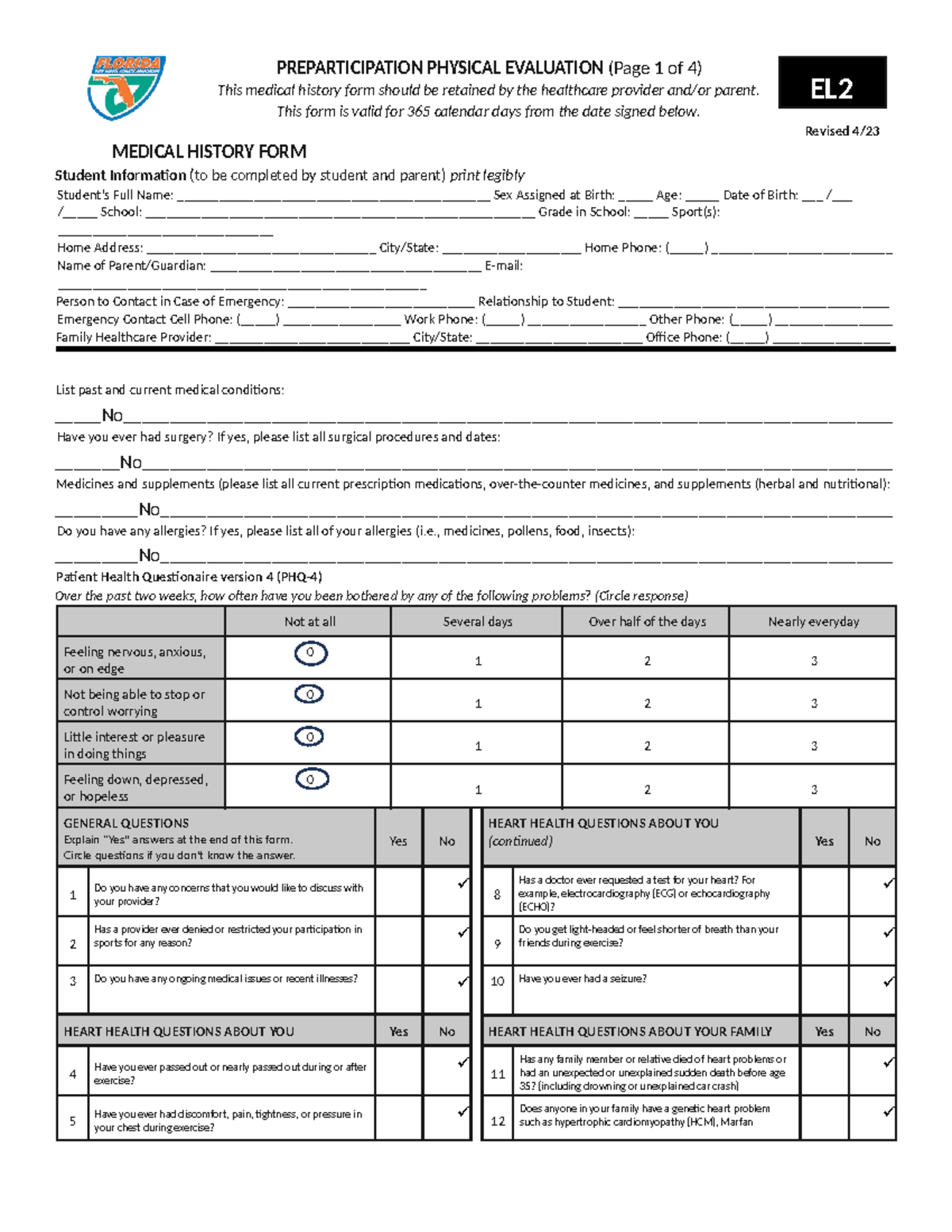 EL2 Form (1) written - This medical history form should be retained by ...