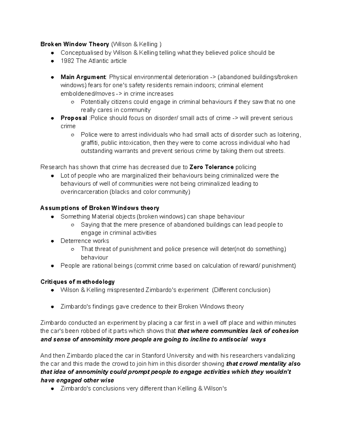 SOCI2450 A Chap 3 - Notes - Broken Window Theory (Wilson & Kelling ...