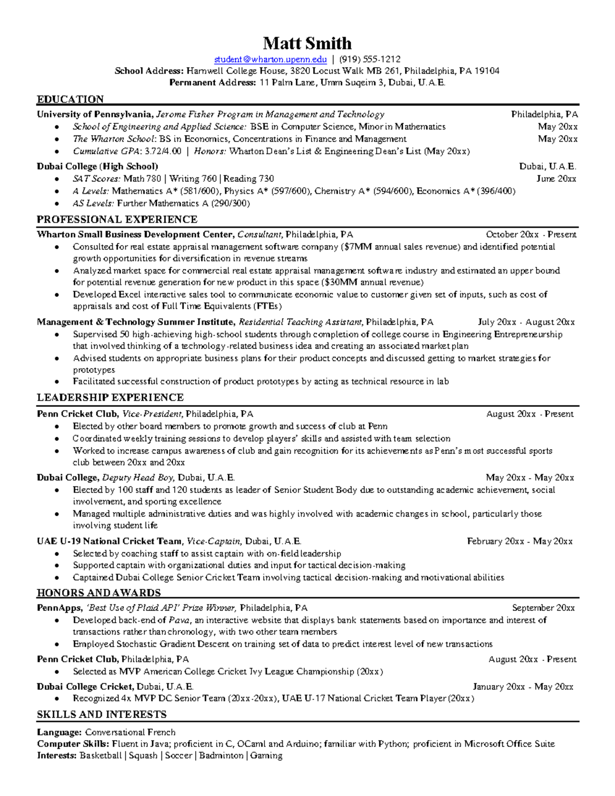 Proffesional Resume Matt Smith - Thumb 1200 1553 