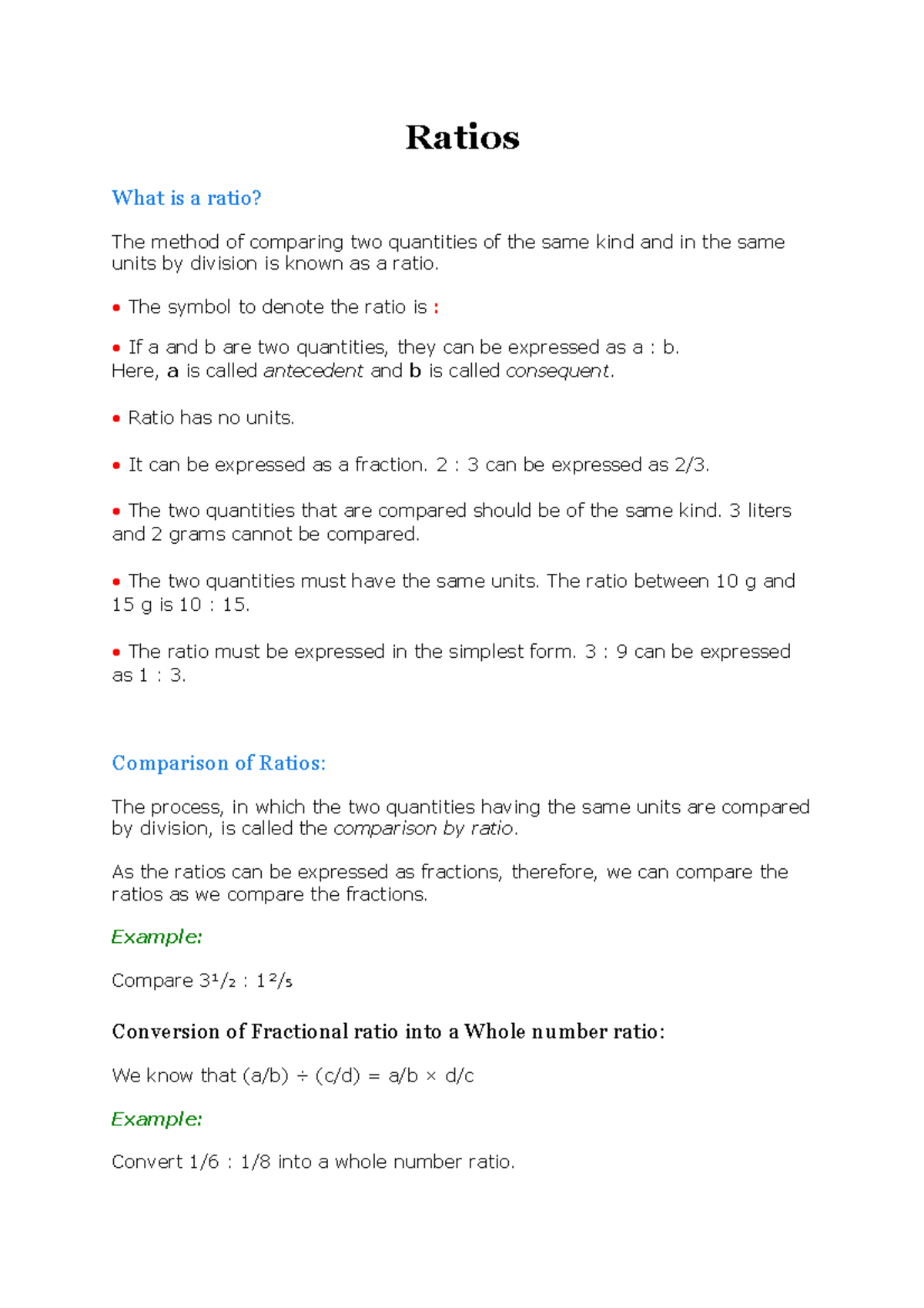 Ratios adgf Ratios What is a ratio? The method of comparing two