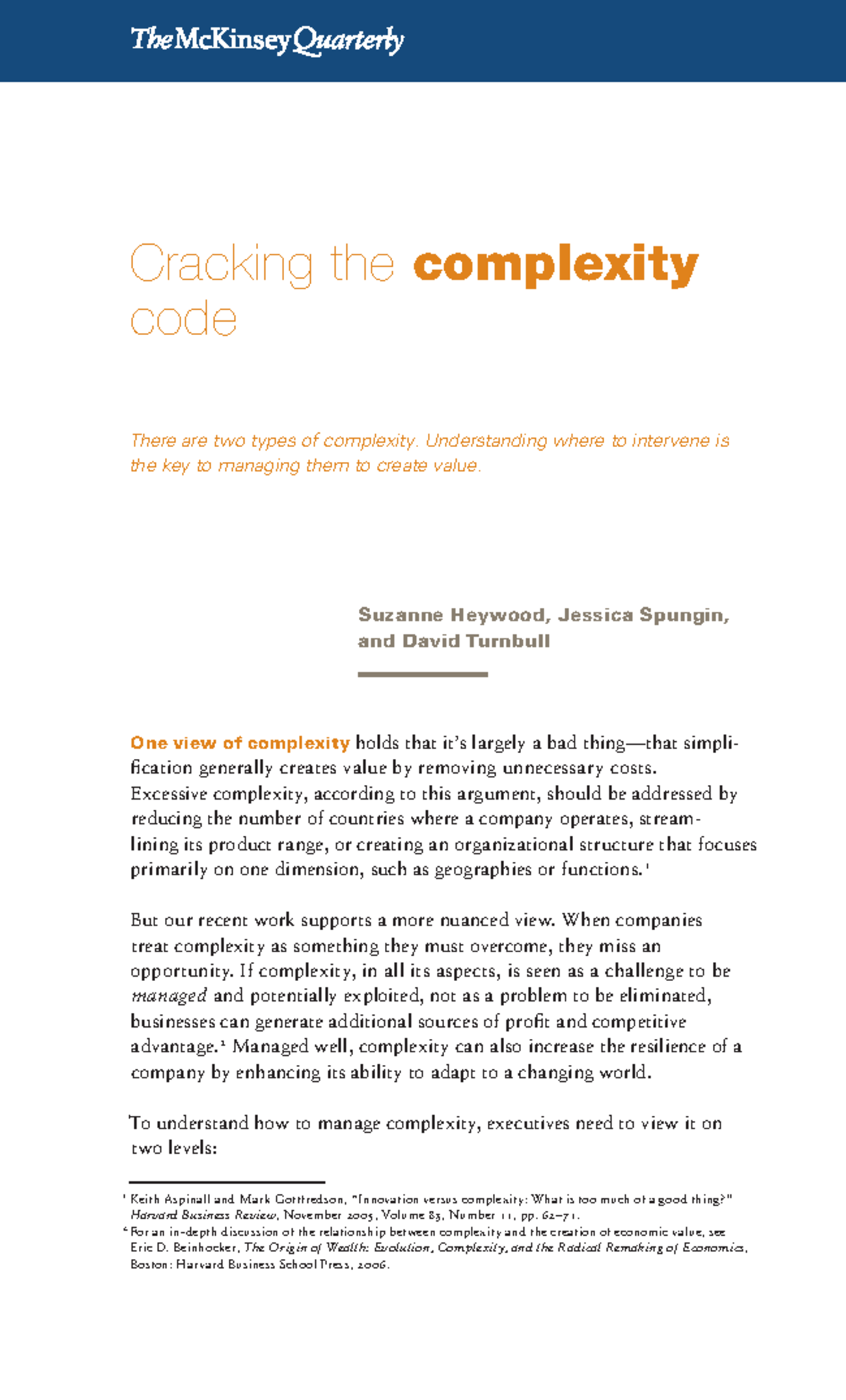Cracking the Complexity Report - Cracking the complexity code 85 ...