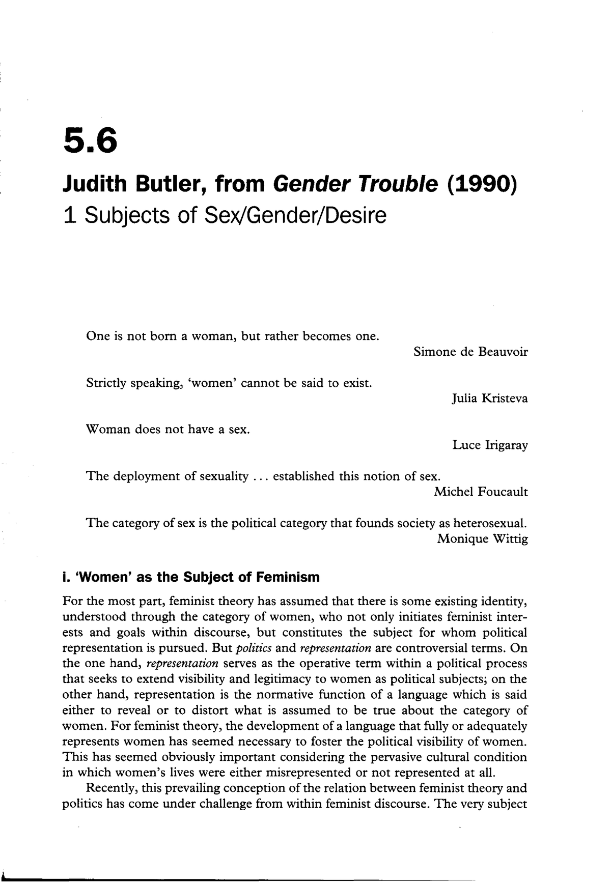 Judith Butler Reading Pt 1 5 Judith Butler From Gender Trouble