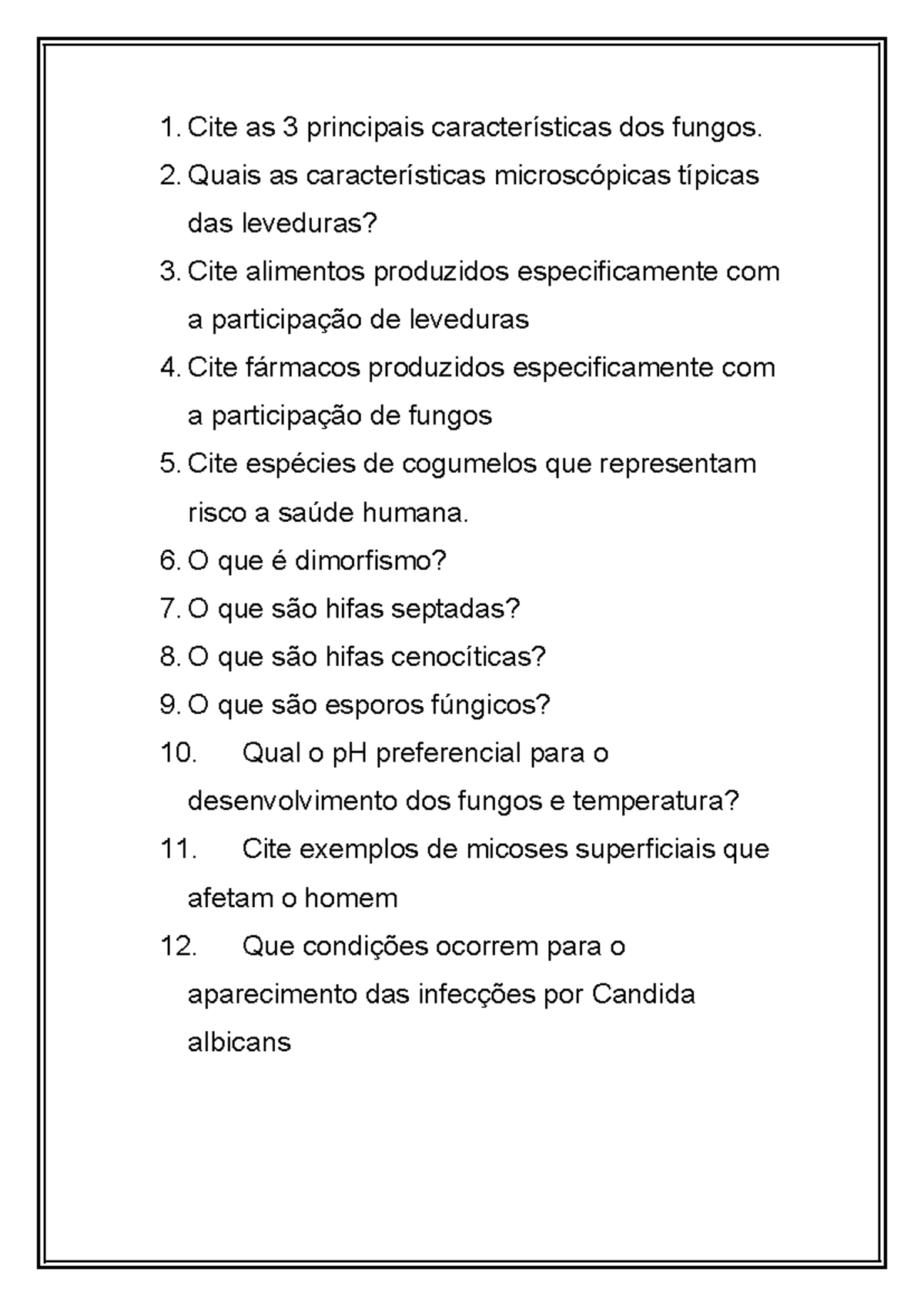 Questões Sobre Os Fungos - BINKEDU