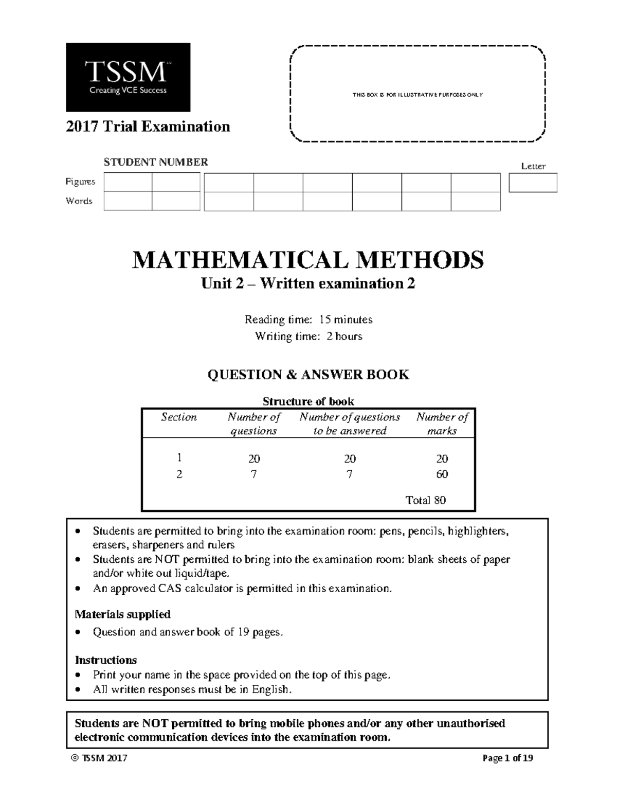 Mathematical Methods 2017 Unit 2 Trial Exam 2 - Figures Words 2017 ...