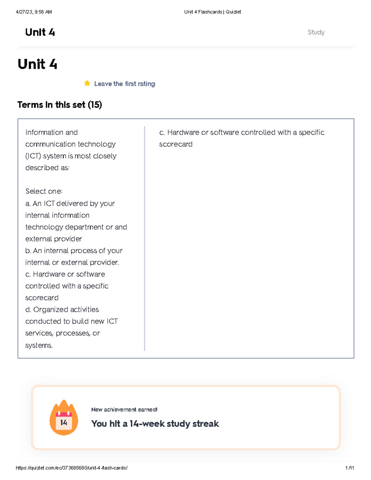Unit 4 e Commerce Quizlet Unit 4 Leave the first rating Terms in this