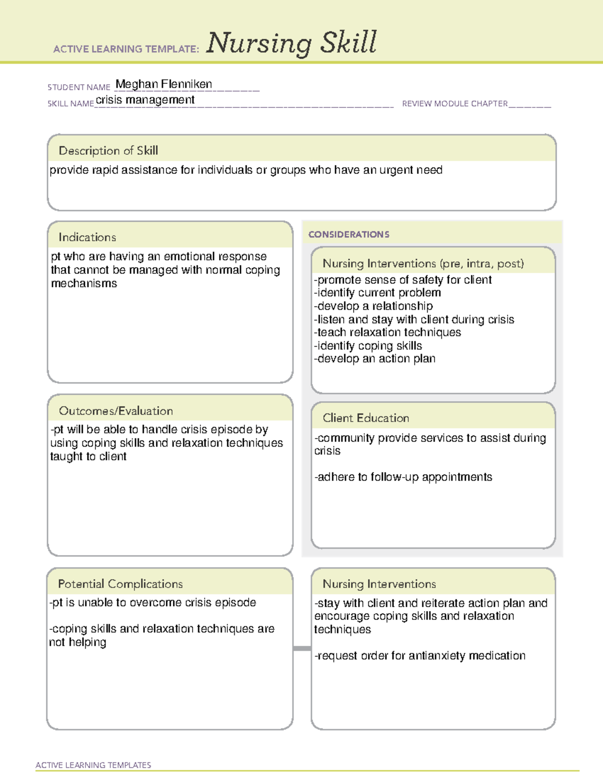 ATI Crisis Management ati template ACTIVE LEARNING TEMPLATES