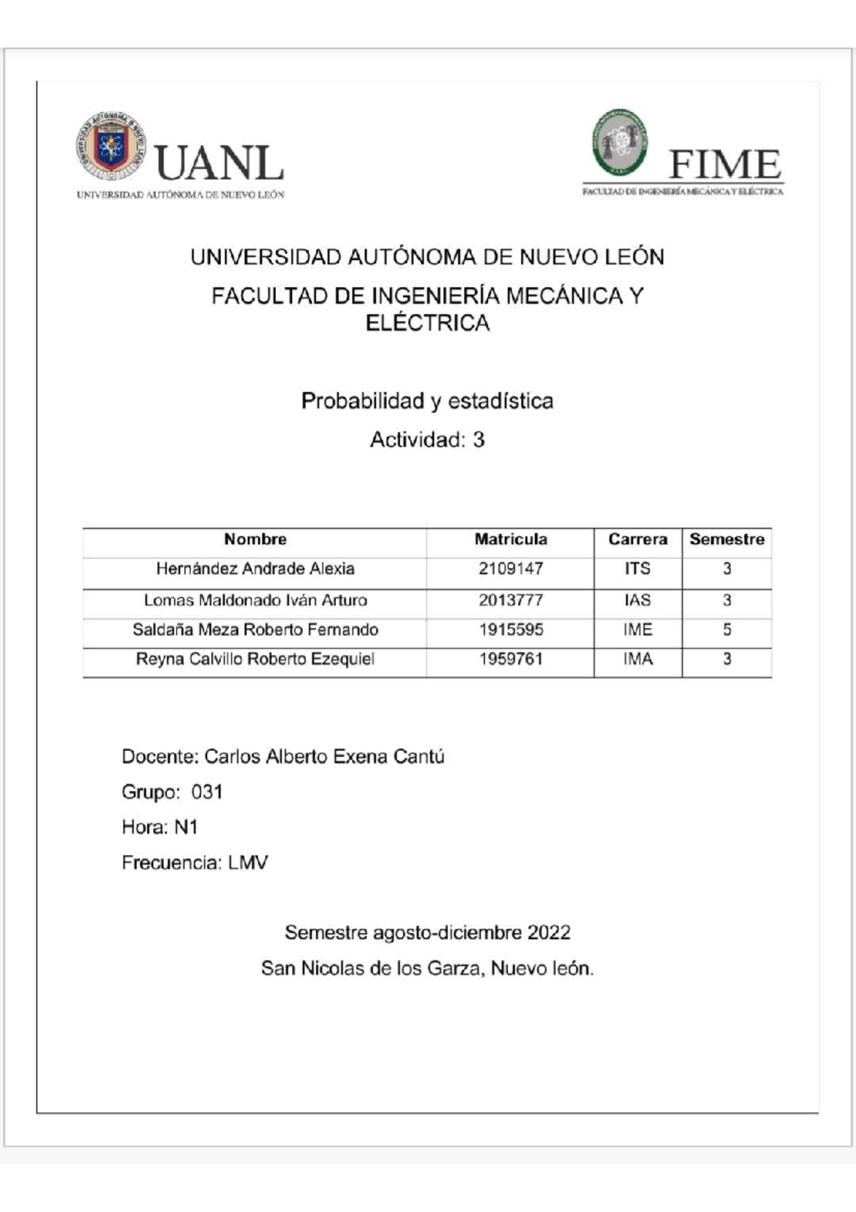 Actividad 1 - Probabilidad Y Estadística - Studocu