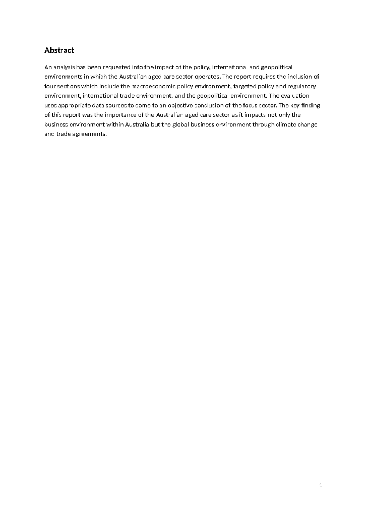 BSB108 A2 - Abstract An analysis has been requested into the impact of ...