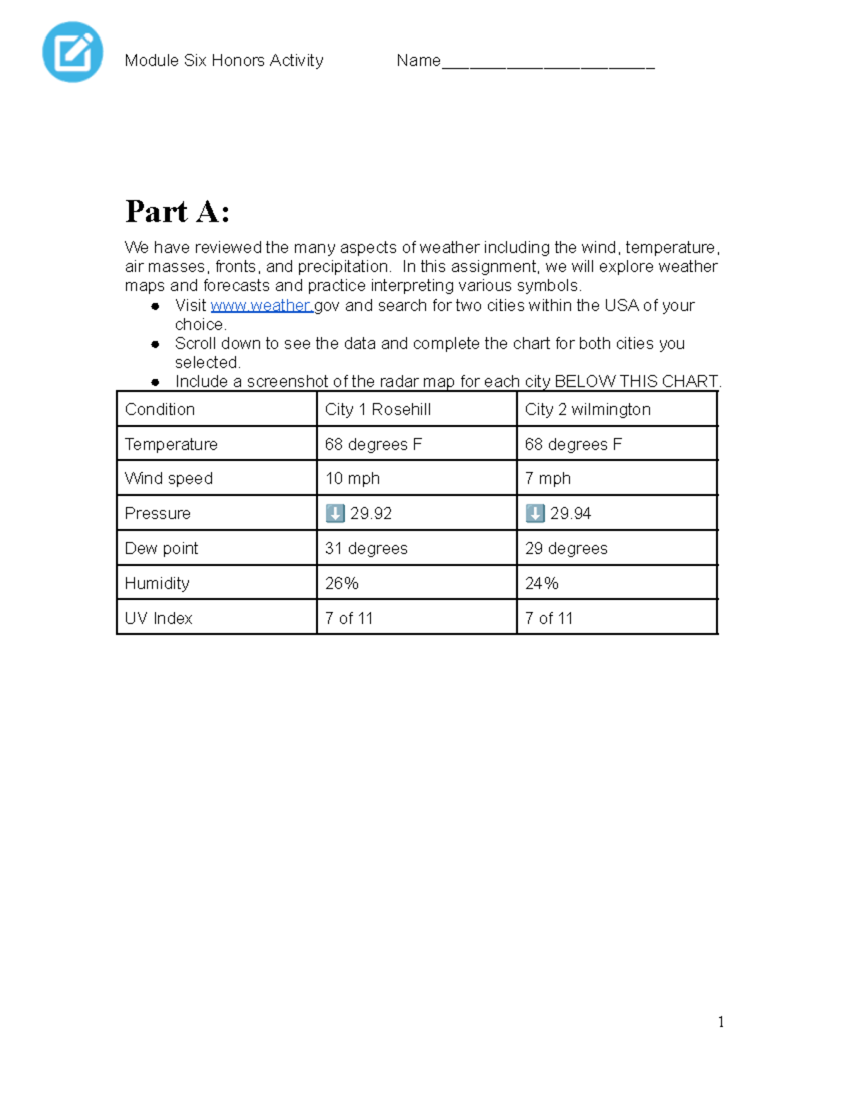 module six honors assignment