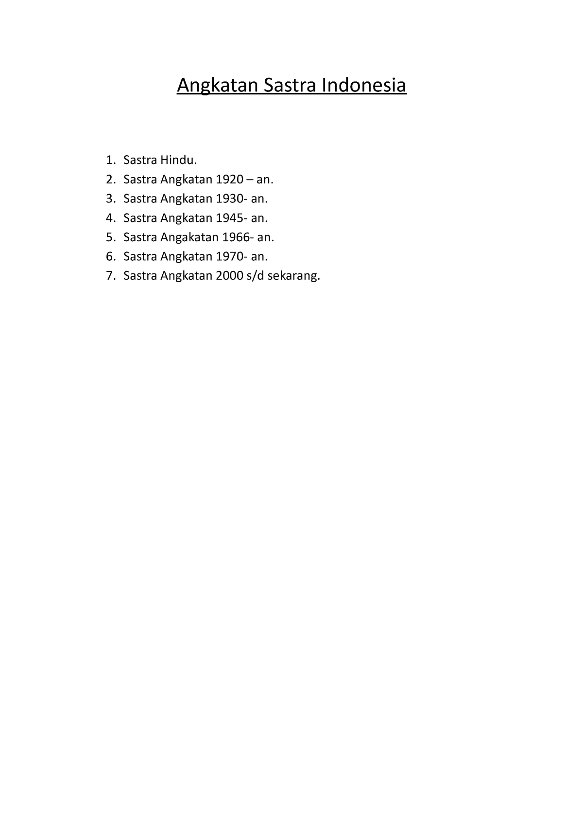 Angkatan Sastra Indonesia - Sastra Hindu. 2. Sastra Angkatan 1920 – An ...