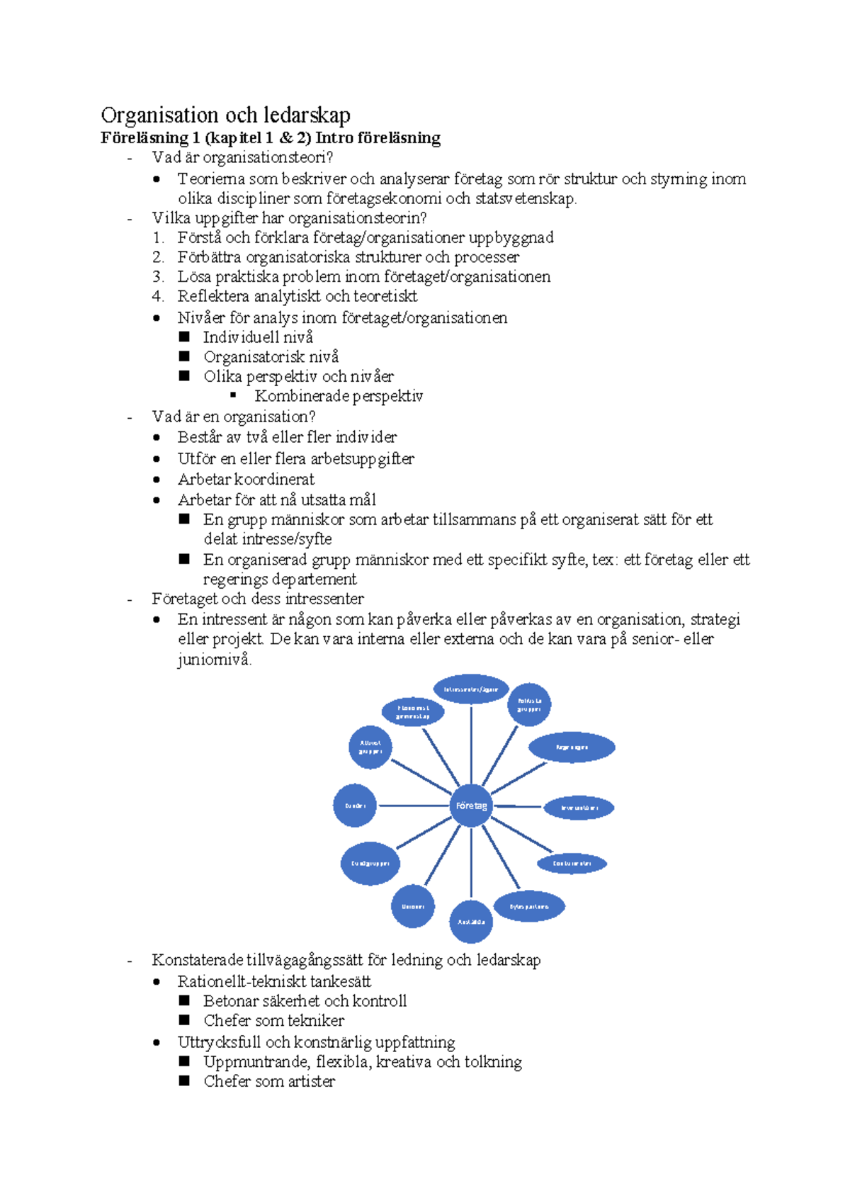 Oranisation Och Ledarskap - Organisation Och Ledarskap Föreläsning 1 ...