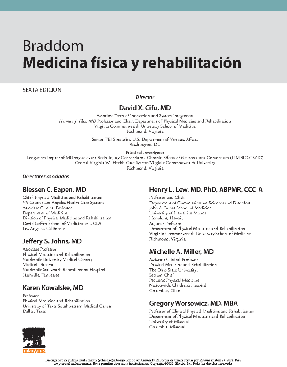 Portada - Braddom Medicina Física Y Rehabilitación SEXTA EDICIÓN ...