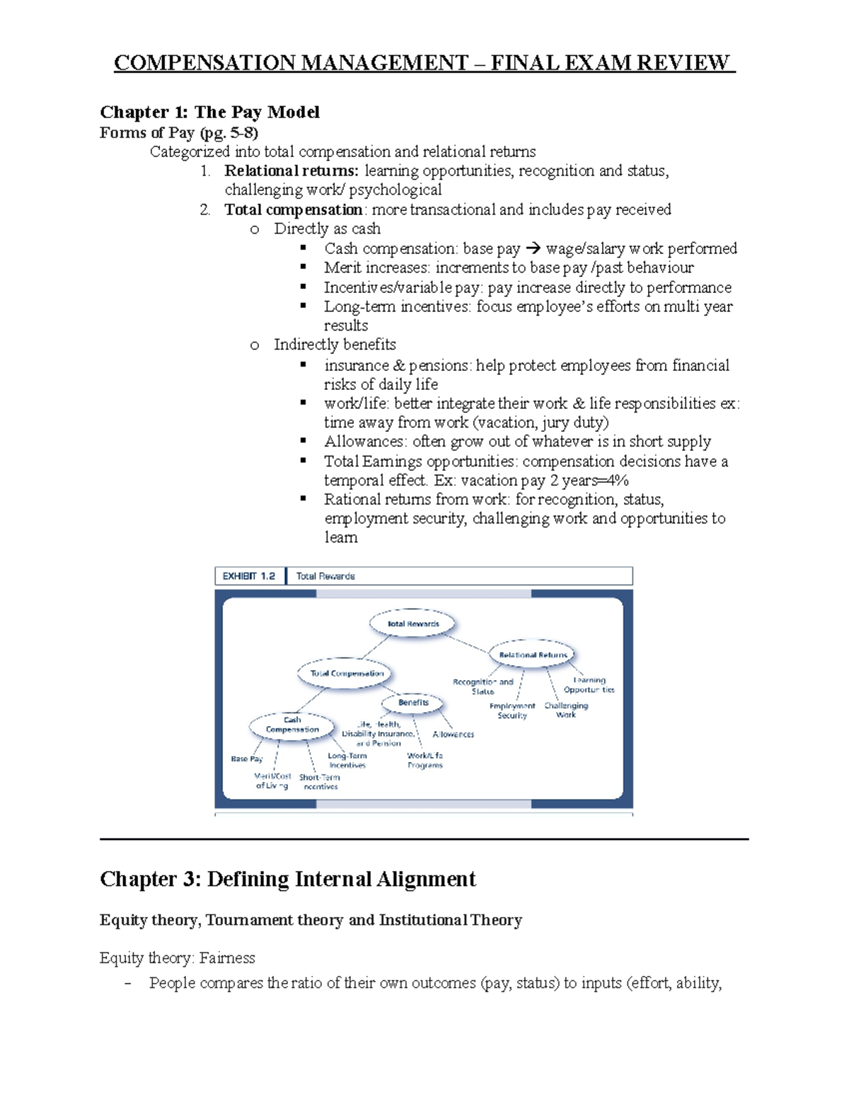 Final Exam Revirew - COMPENSATION MANAGEMENT – FINAL EXAM REVIEW ...