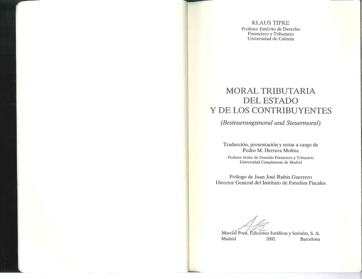 Moral Tributaria Del Estado Y De Los Contribuyentes Klaus Tipke