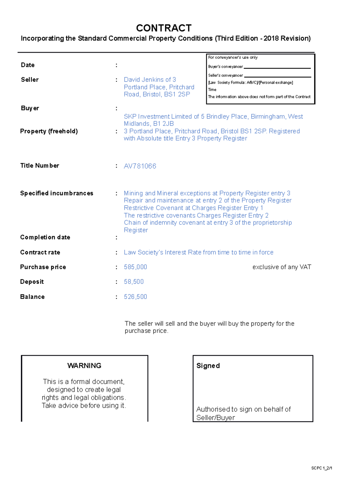7 Task 1 Contract CONTRACT Incorporating the Standard