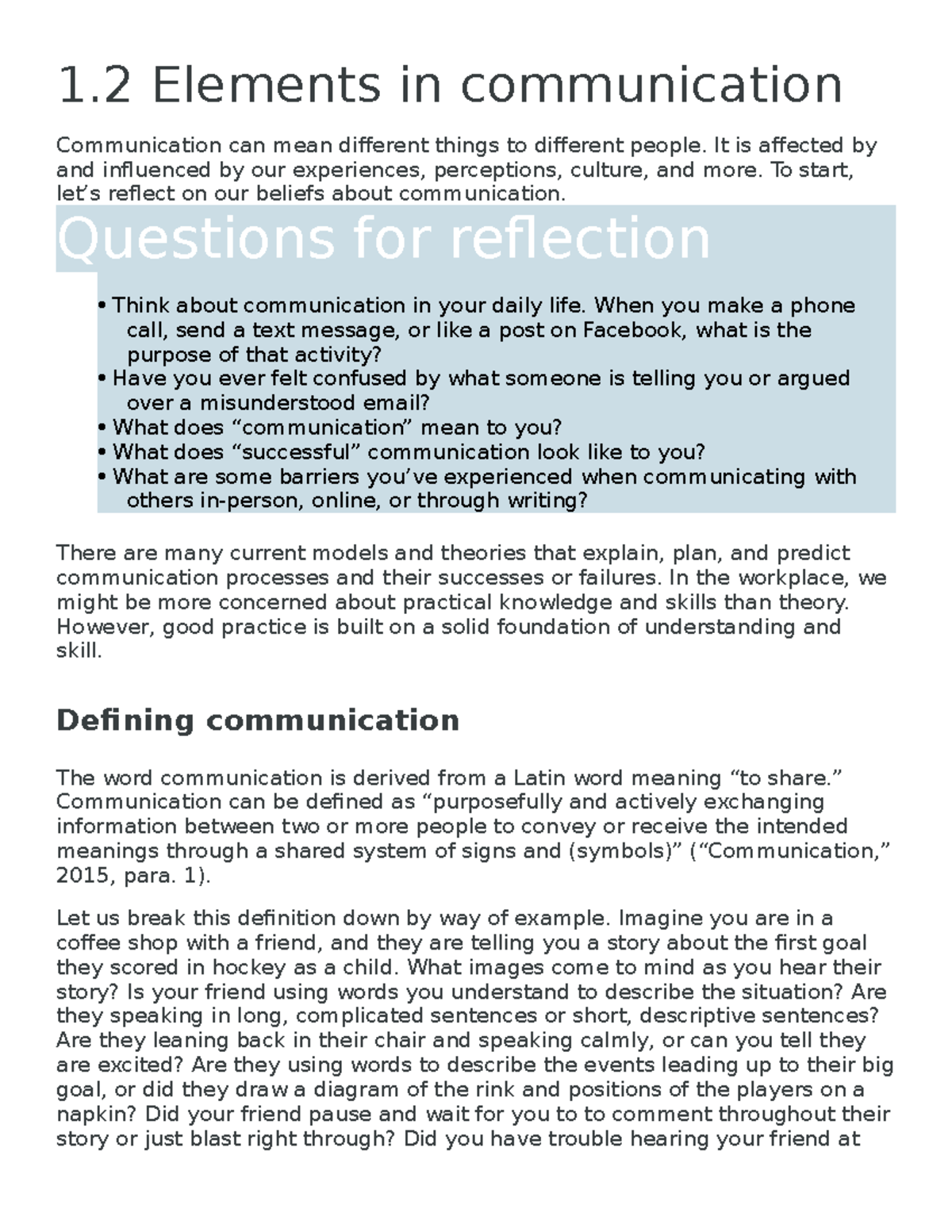 Elements in Communication - Studocu