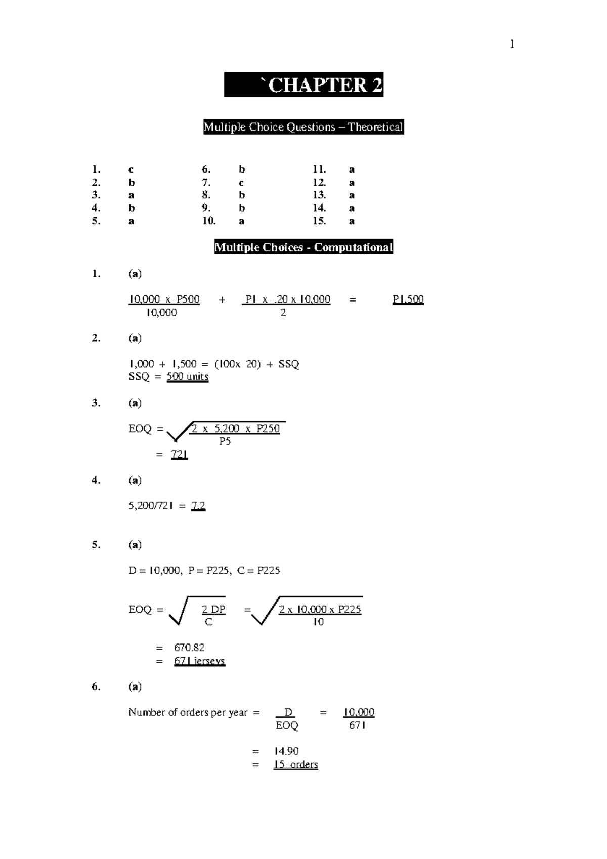Chapter 2 - Cost Acc - `CHAPTER 2 Multiple Choice Questions ...