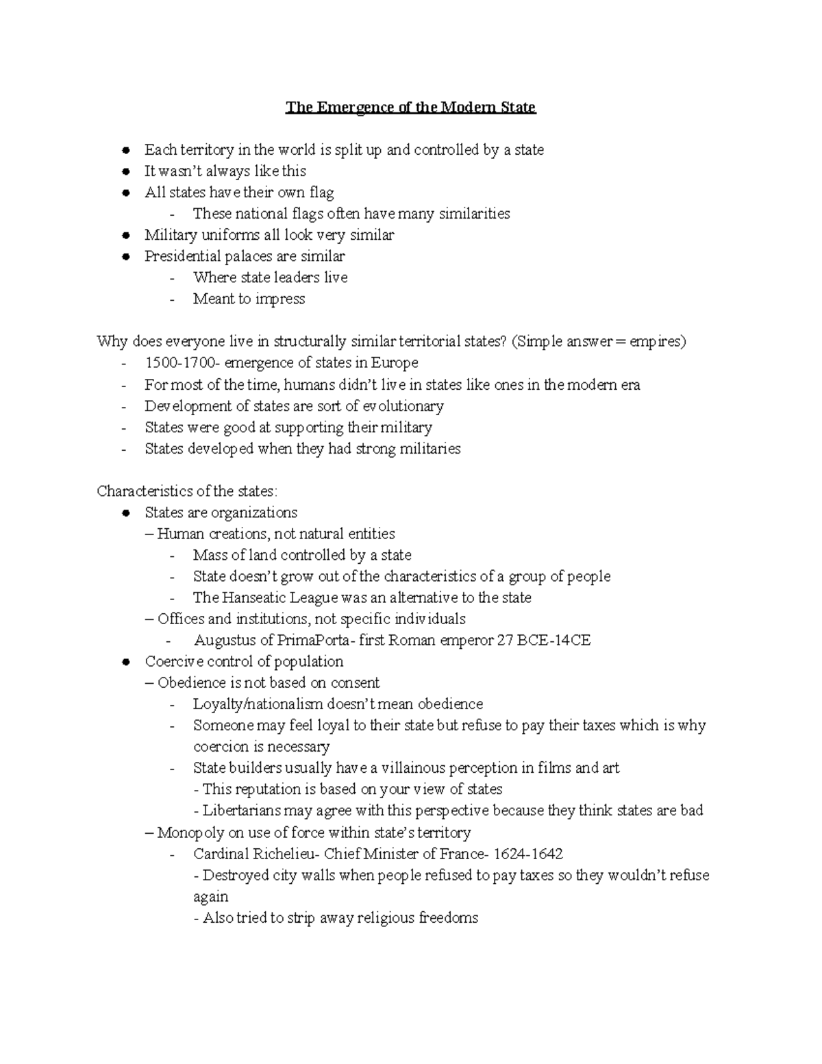 Intro to World Politics #2 - The Emergence of the Modern State Each ...