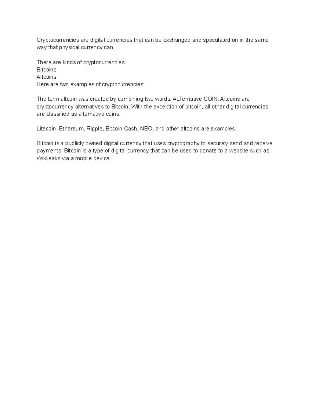 Cryptocurrencies - crypto - Cryptocurrencies are digital currencies ...