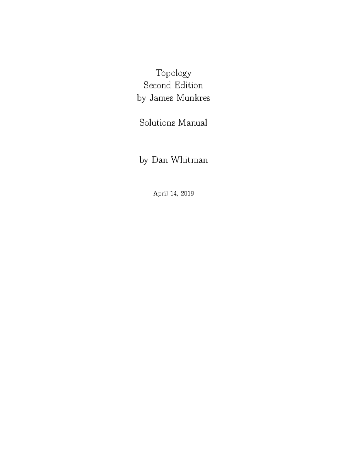 Solution Manual To Topology By James Munkres (2019 ) - Topology Second ...