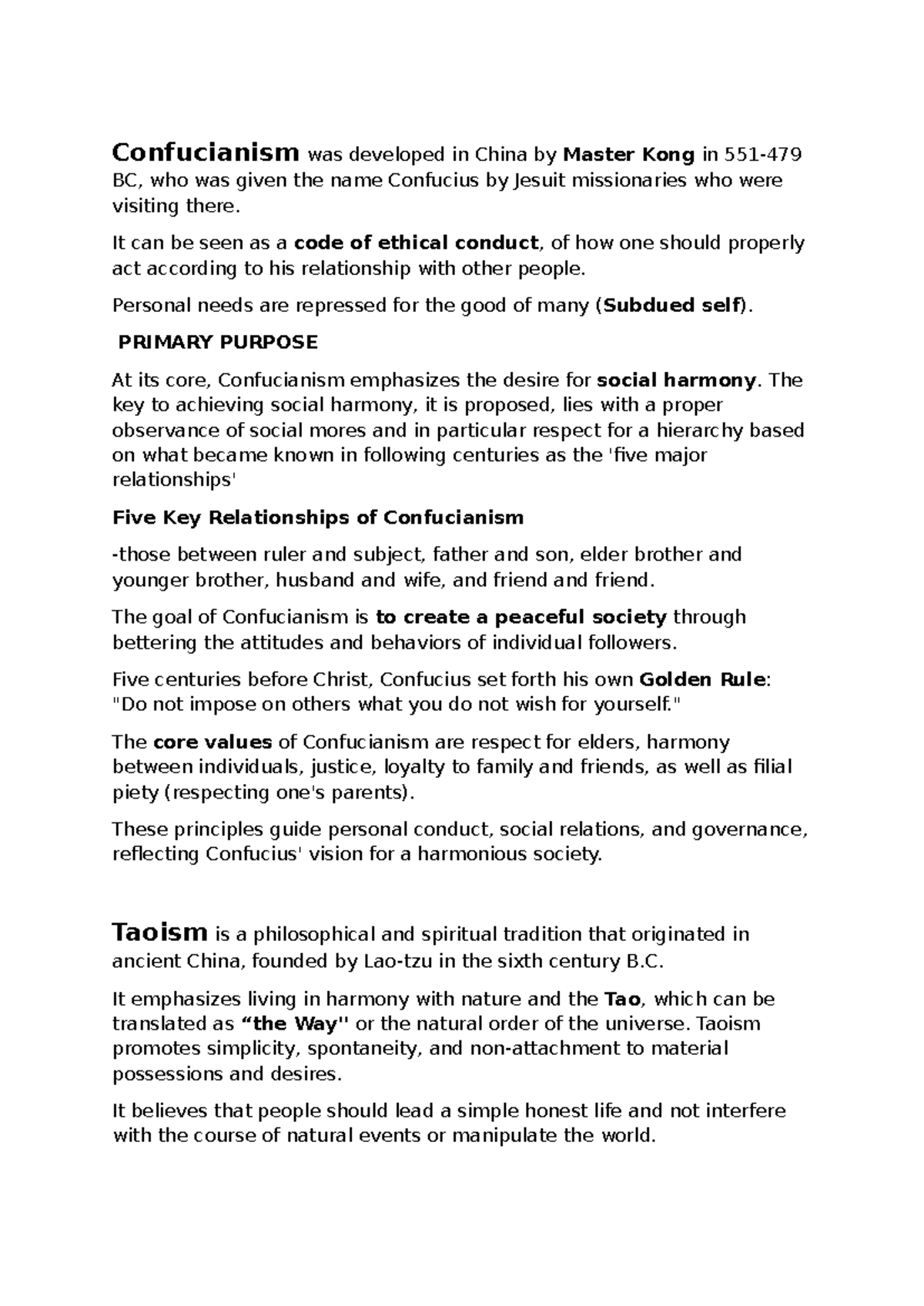 Self in the Western and Eastern Thoughts - Confucianism was developed ...