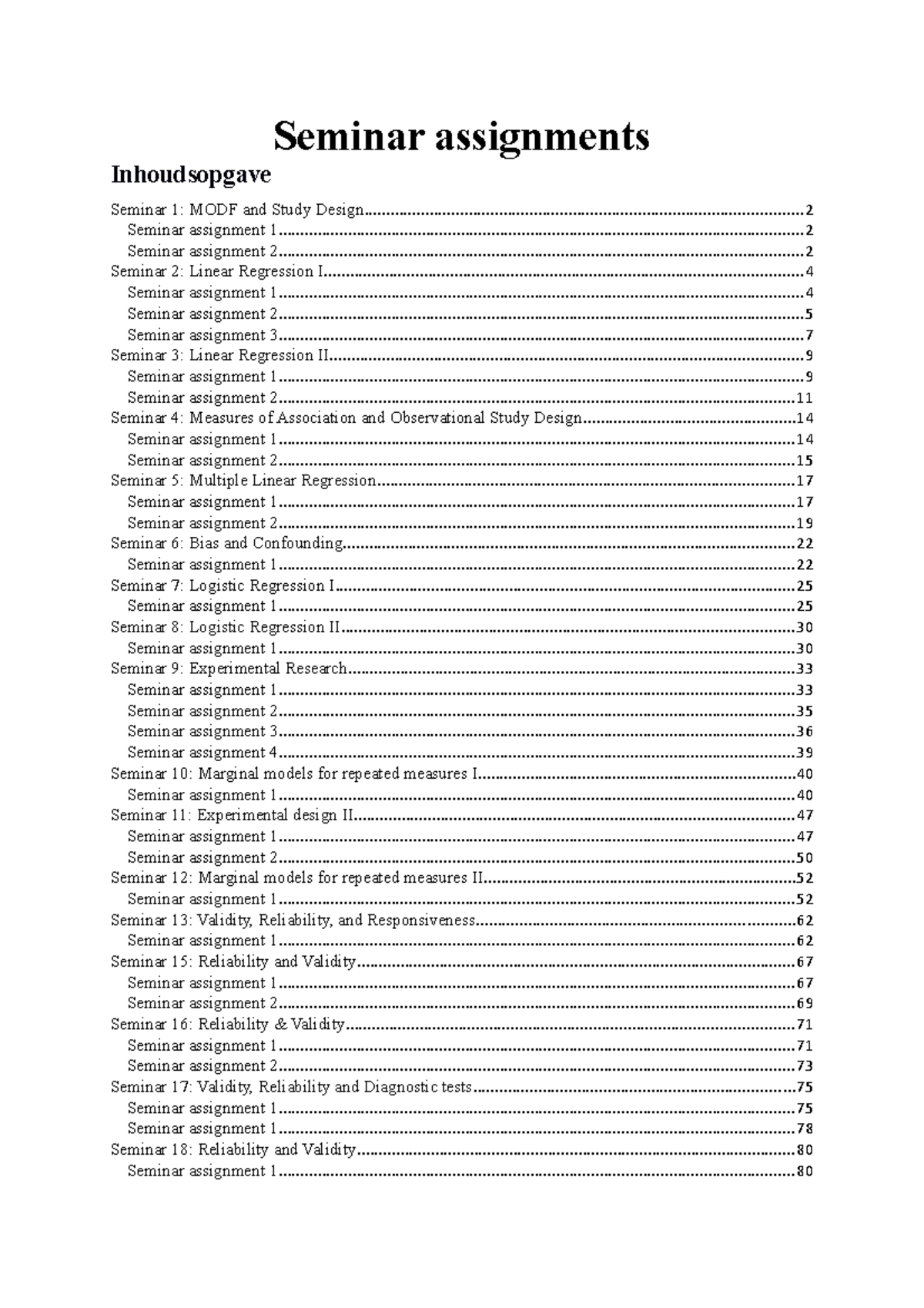 Seminar assignments; uitwerking - Seminar assignments Seminar 1: MODF ...
