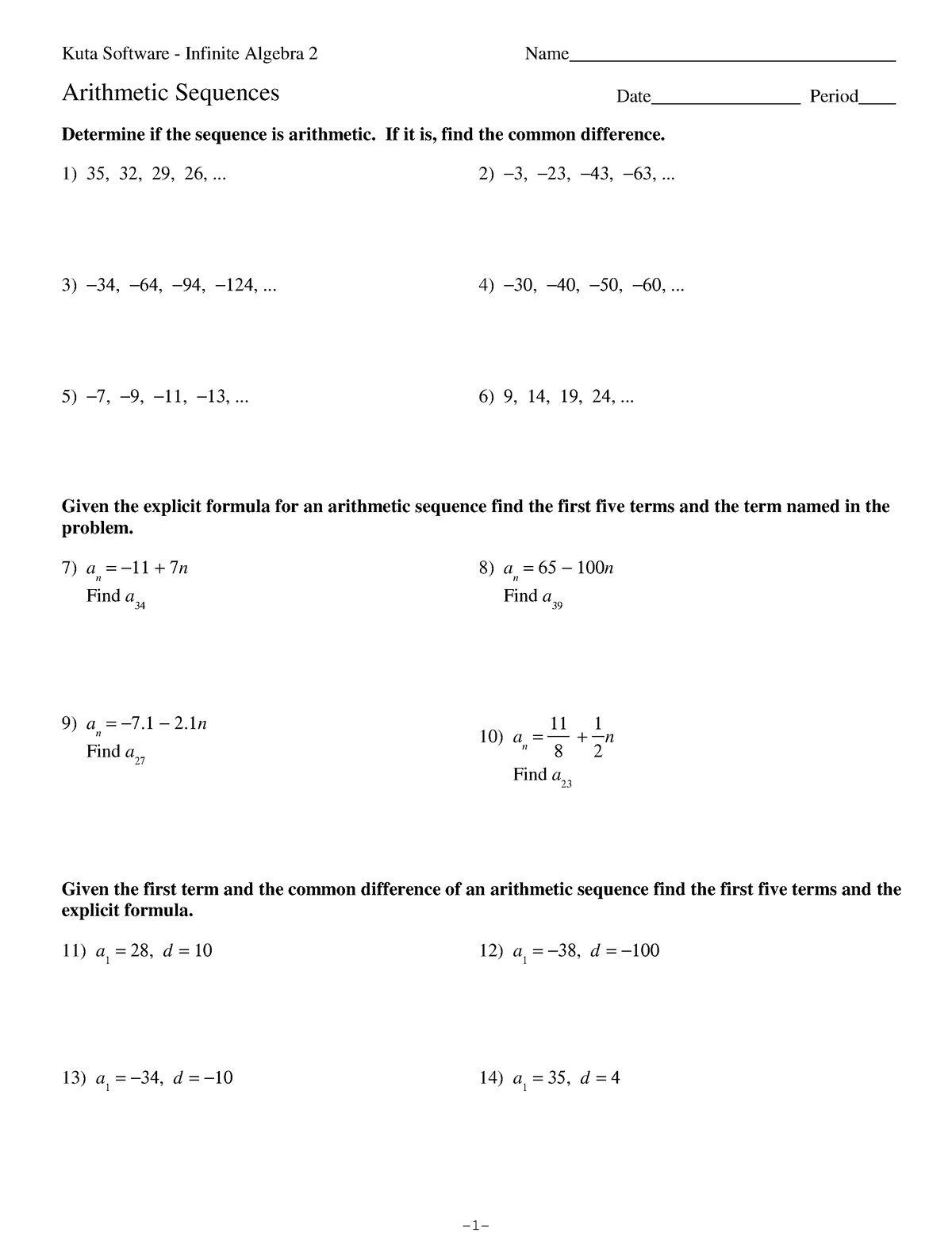 Arithmetic+Sequences - ©w J 260 D 1 Z 2 B YKMuWtTaO GS 4 oTfMtJwbazrfea ...