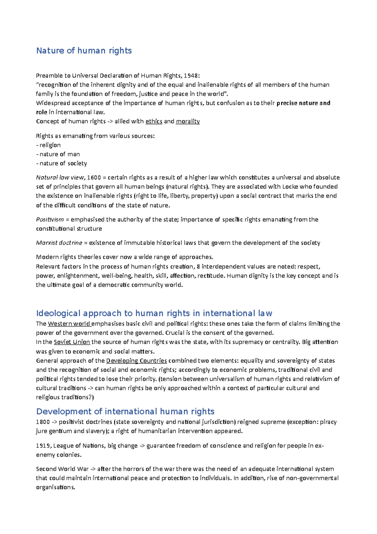 Riassunti HR - Riassunto International Law - Nature of human rights ...